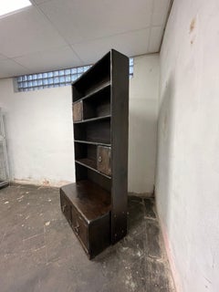 Mid Century Brutalist Bookcase and Bench Rare