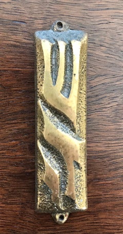 Mid Century Brutalist Brass Mezuzah, 1960's