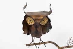 Midcentury 'Brutalist' Brass Owl Sculpture