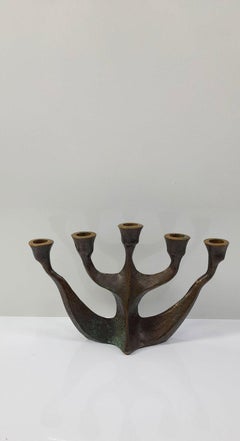 Mid-Century Brutalist Bronze Candleholder by Michael Harjes, 1960's