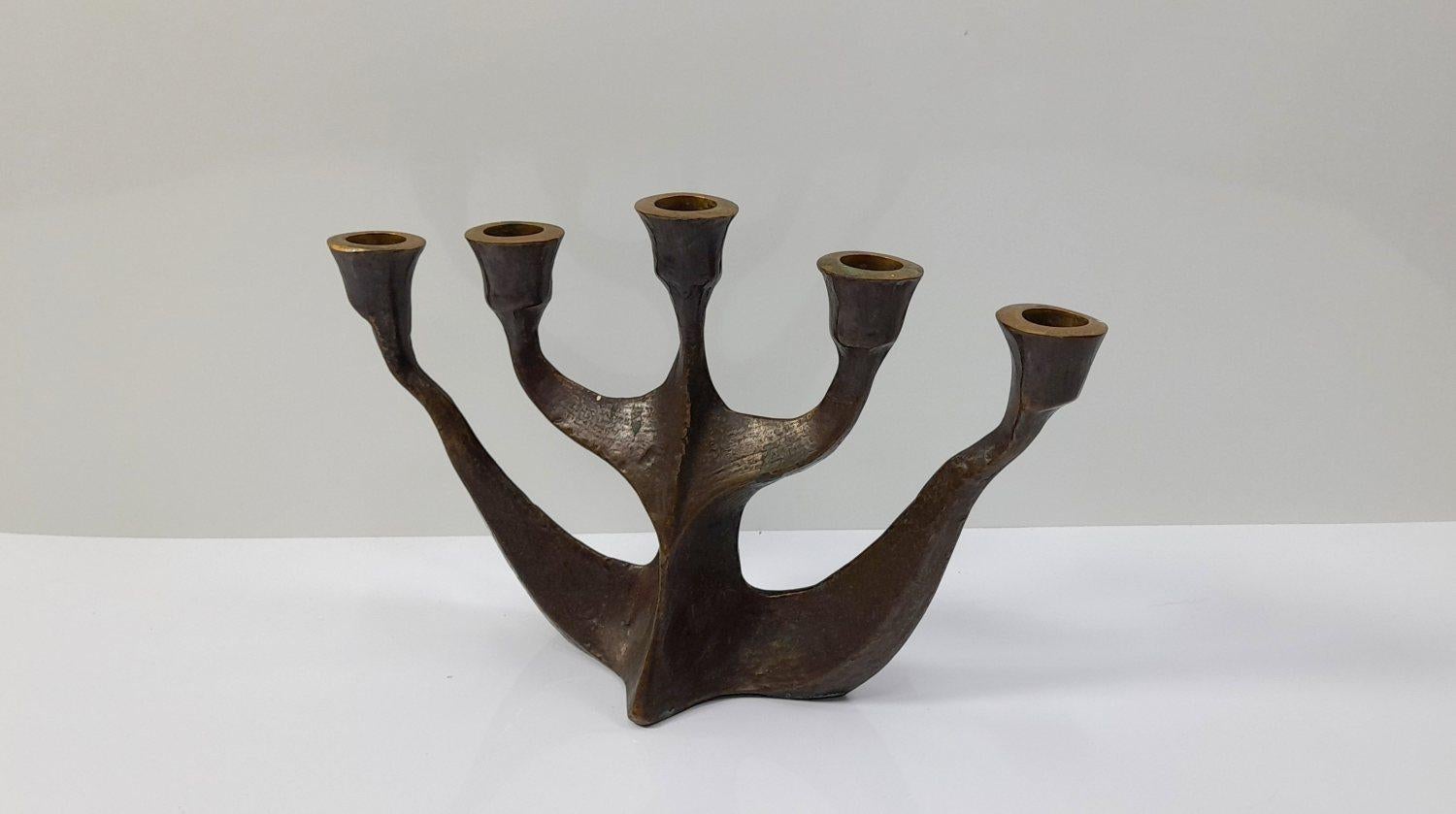 Mid-20th Century Mid-Century Brutalist Bronze Candleholder by Michael Harjes, 1960's For Sale