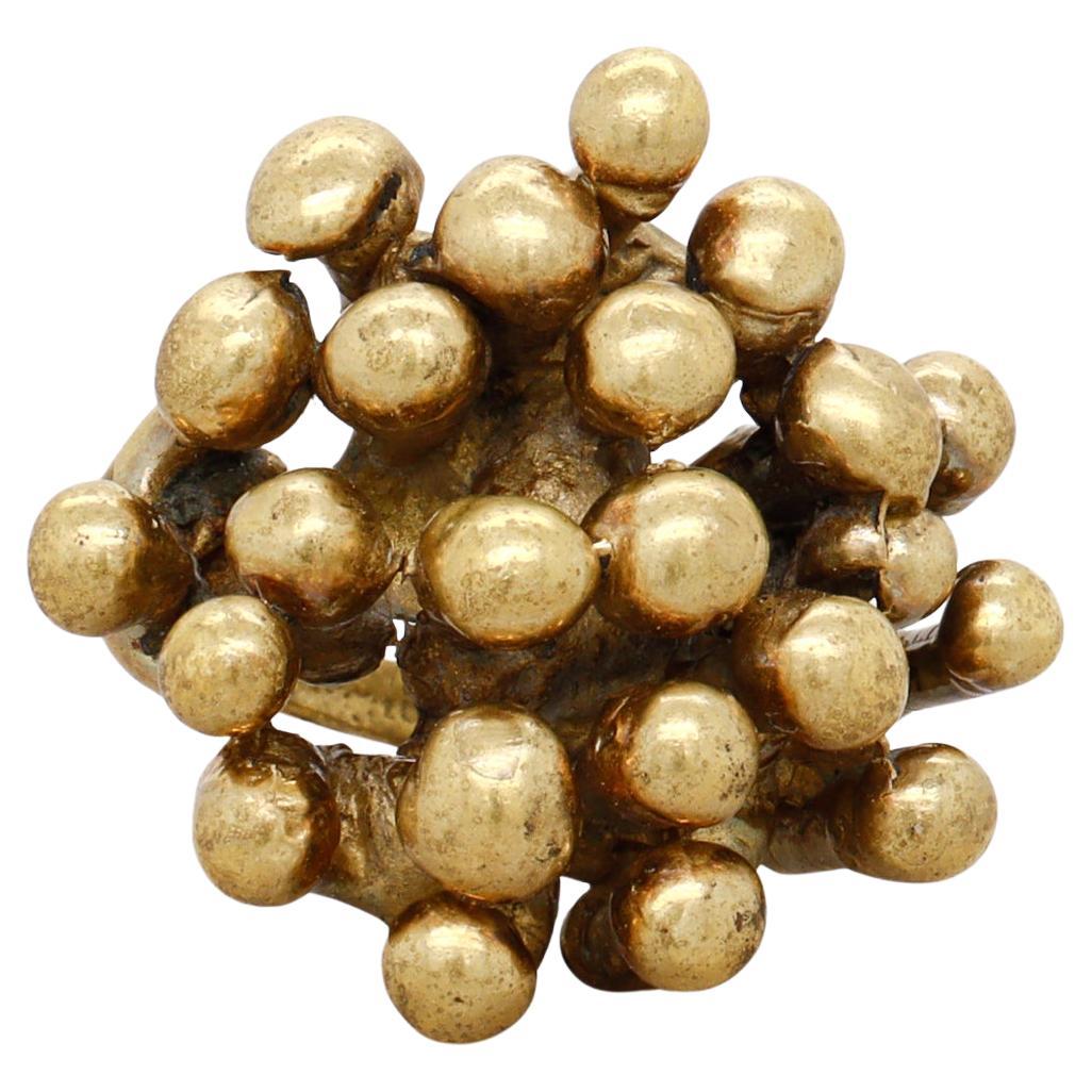 Anello da cocktail a grappolo in bronzo brutalista di metà secolo