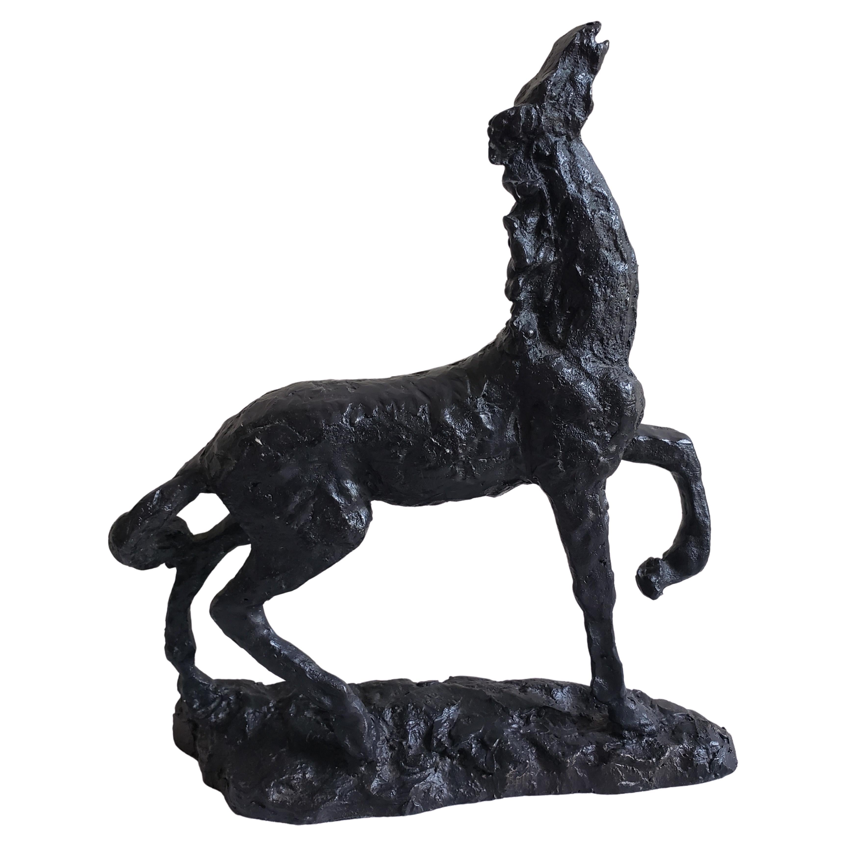 Sculpture en bronze brutaliste du milieu du siècle représentant un cheval