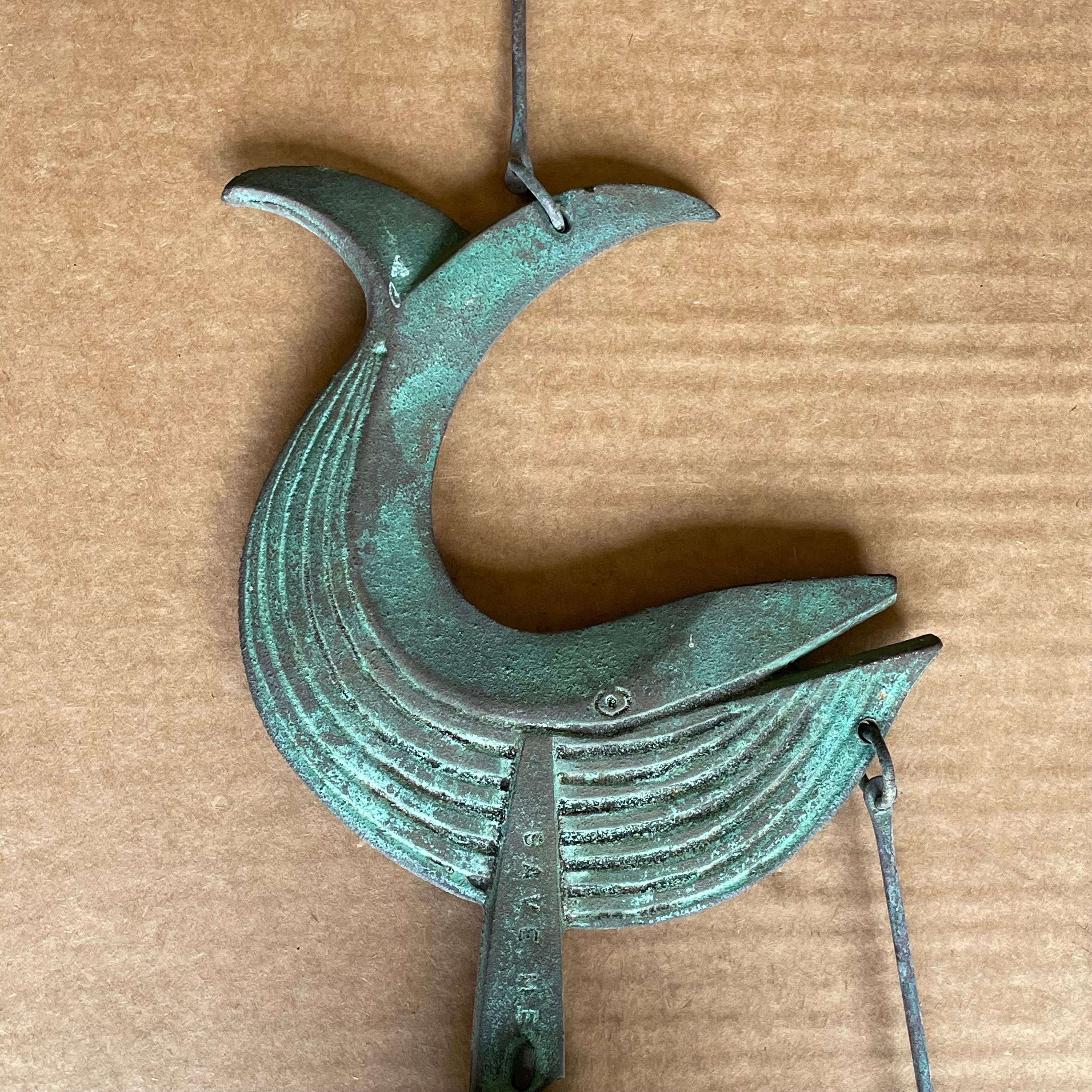 Beautiful midcentury Brutalist bronze wind chime bell by Italian artist Paolo Soleri titled 