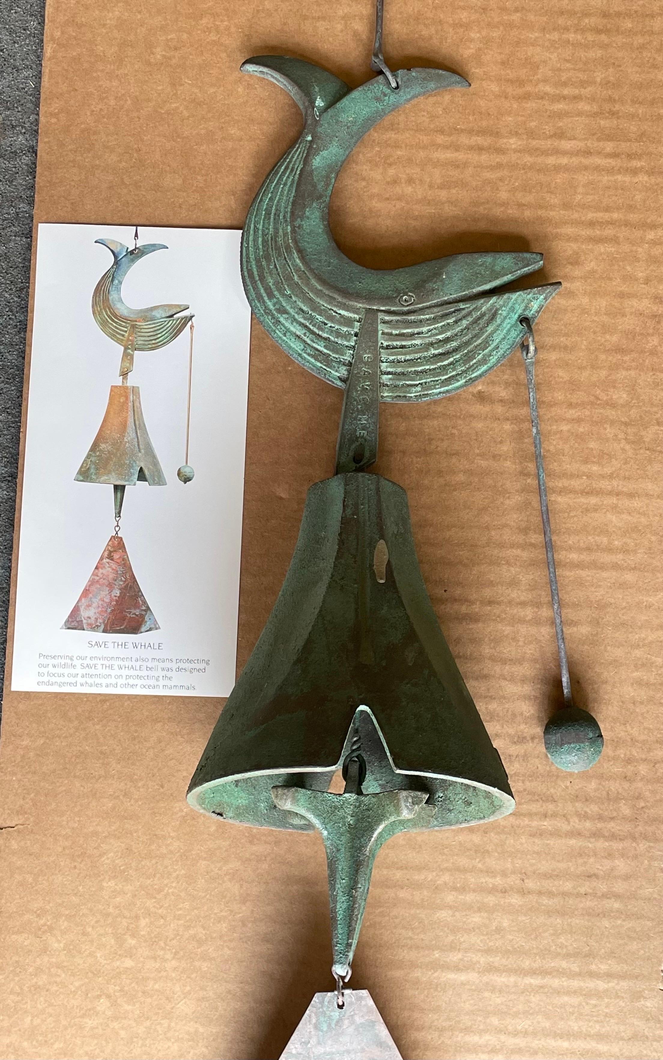 Late 20th Century Mid Century Brutalist Bronze Wind Chime Bell 