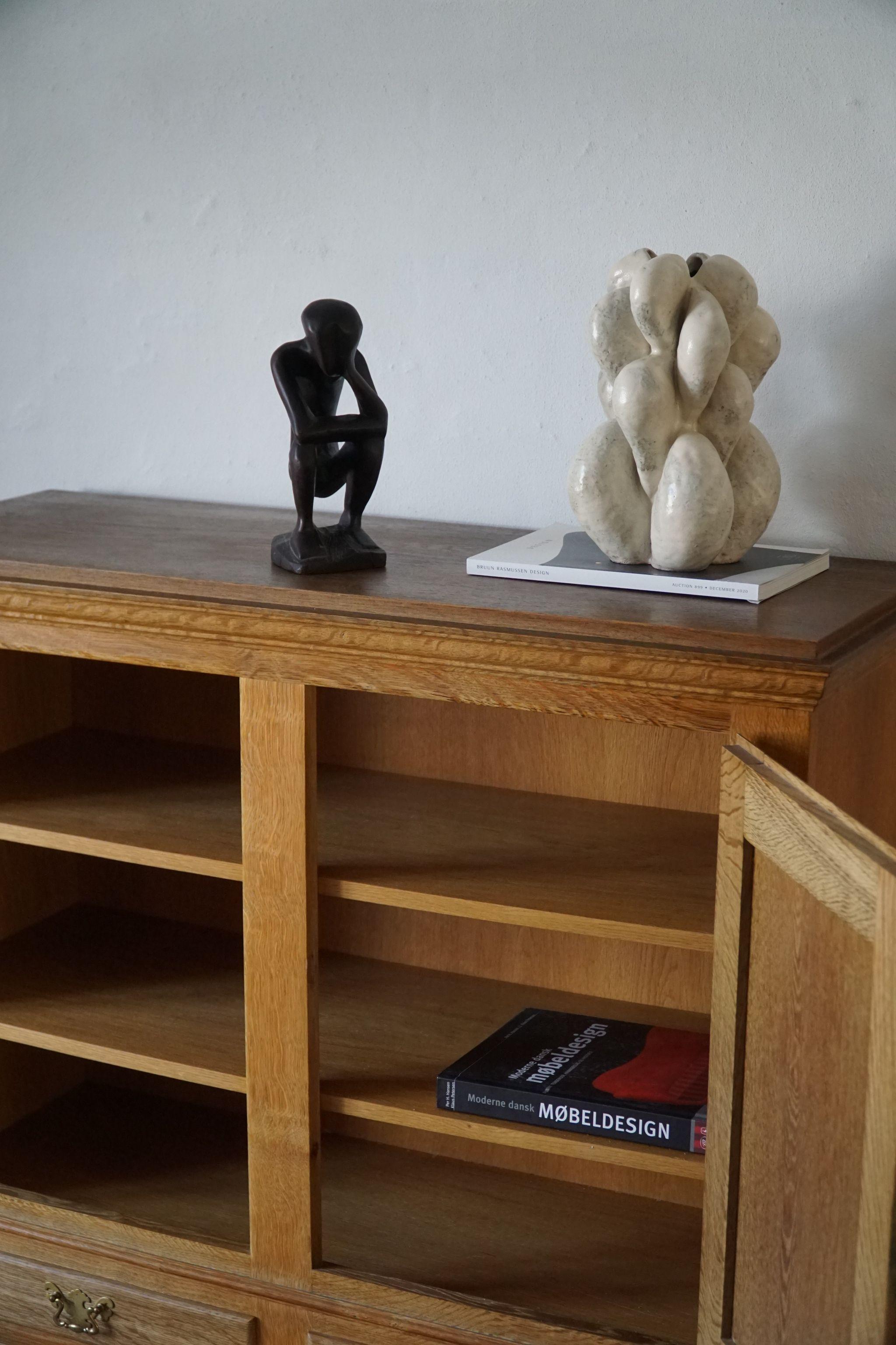 Mid Century Brutalist Cabinet by Danish Cabinetmaker, Made in Solid Oak, 1950s 1