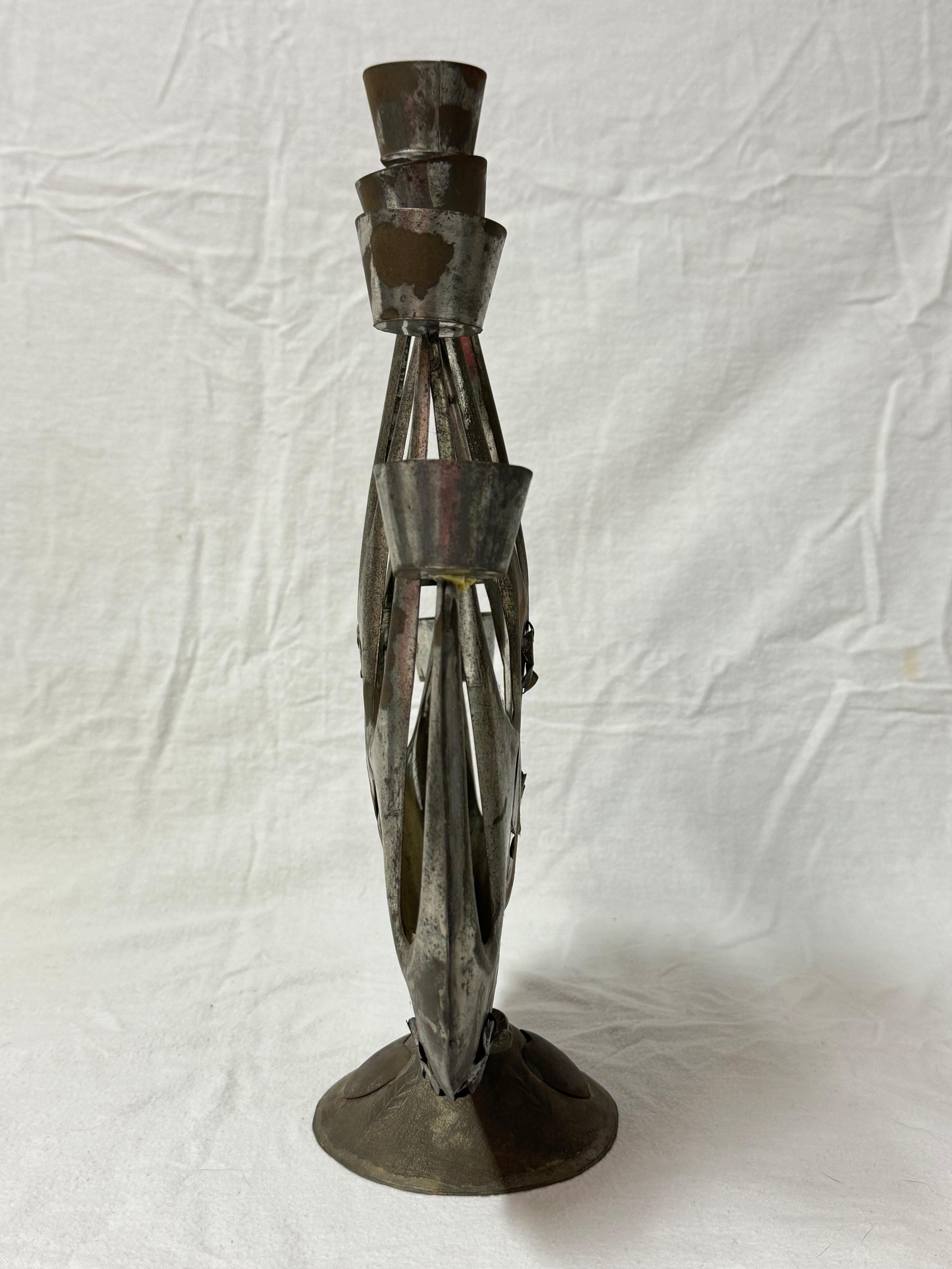 Mid Century Brutalist Candelabra by Gene Byron 3