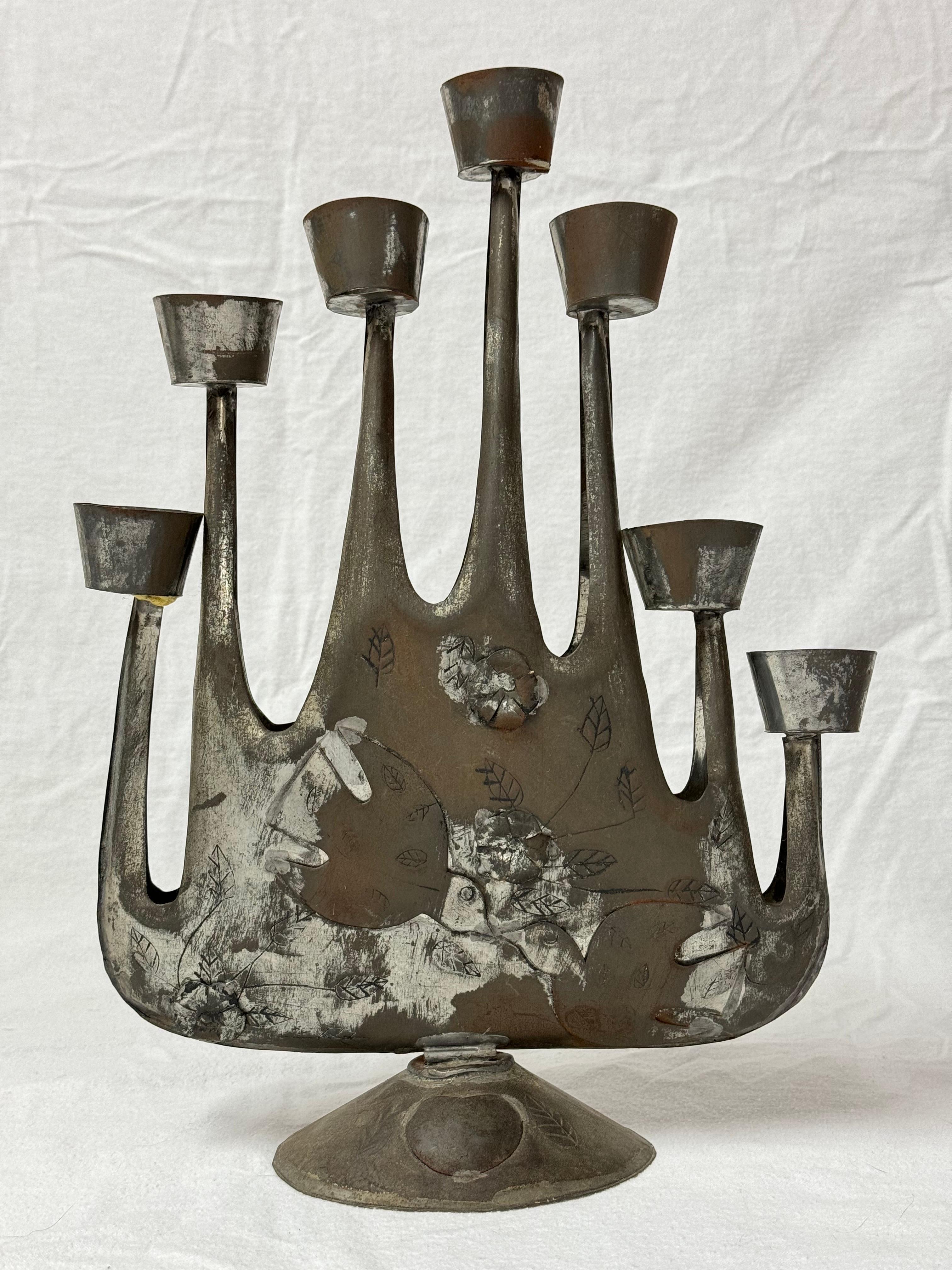 Mid Century Brutalist Candelabra by Gene Byron 4