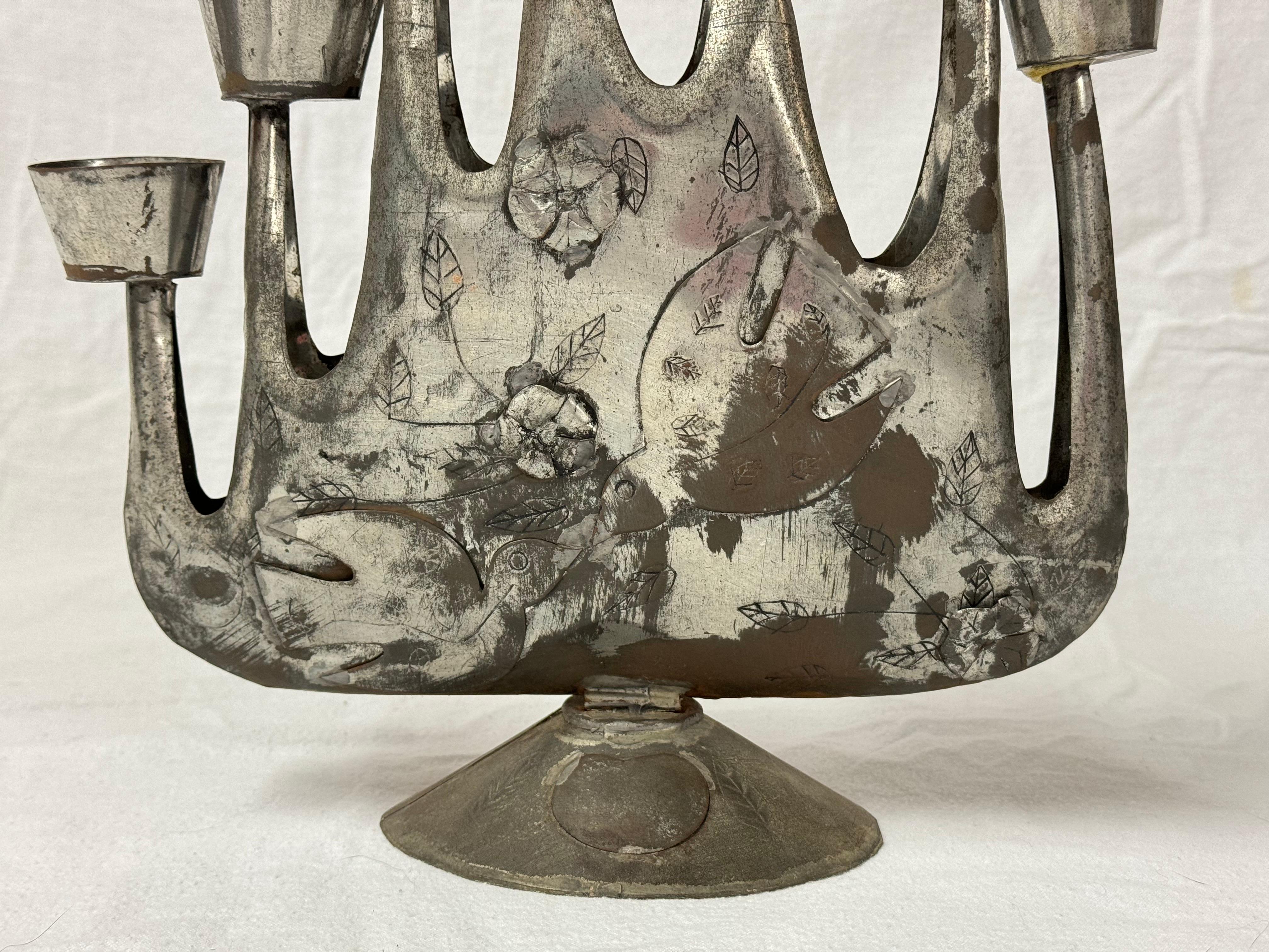 Hammered Mid Century Brutalist Candelabra by Gene Byron