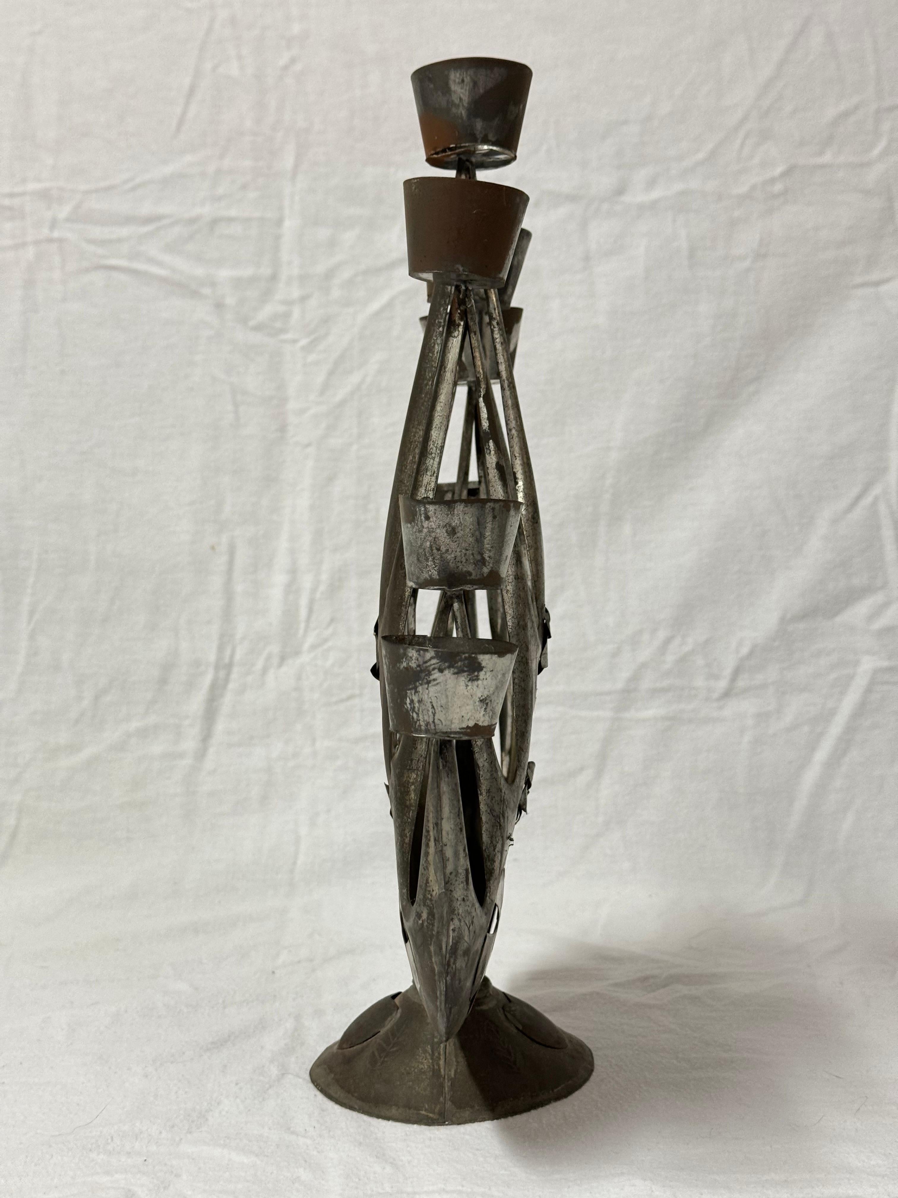 Mid Century Brutalist Candelabra by Gene Byron 2