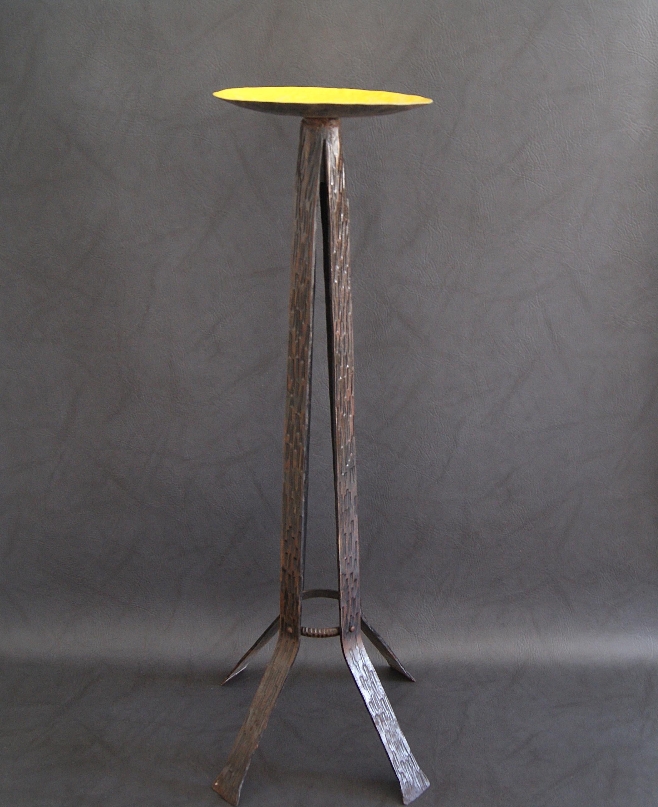 Midcentury Brutalist Candleholder Side Table, France, 1960s 4