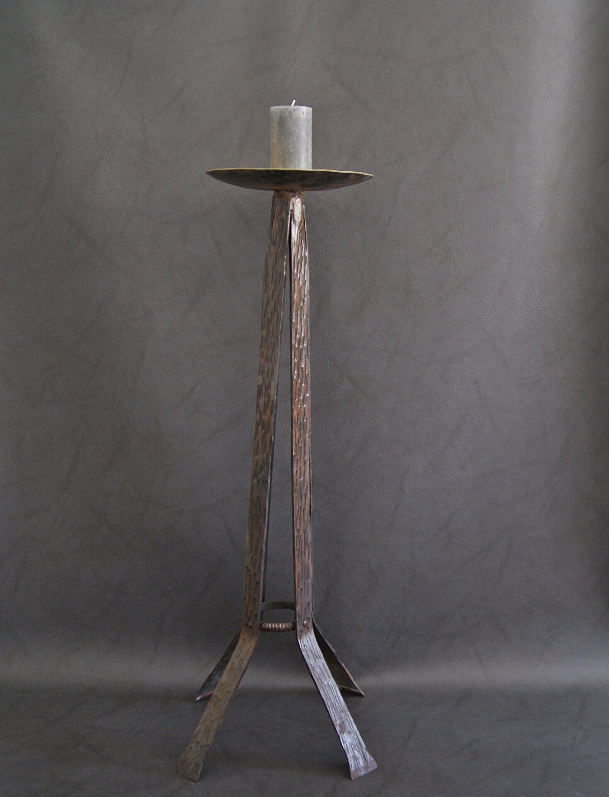 Iron Midcentury Brutalist Candleholder Side Table, France, 1960s