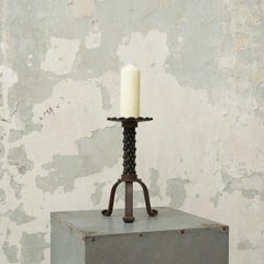 Portavelas Brutalista de Hierro Forjado de Mediados de Siglo 1960