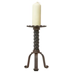 Mid Century Brutalist Candle Holder in Wrought Iron 1960s