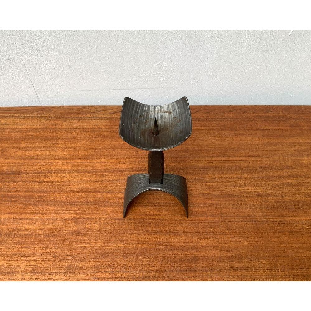 20th Century Mid-Century Brutalist Candleholder in Wrought Iron, 1960s For Sale