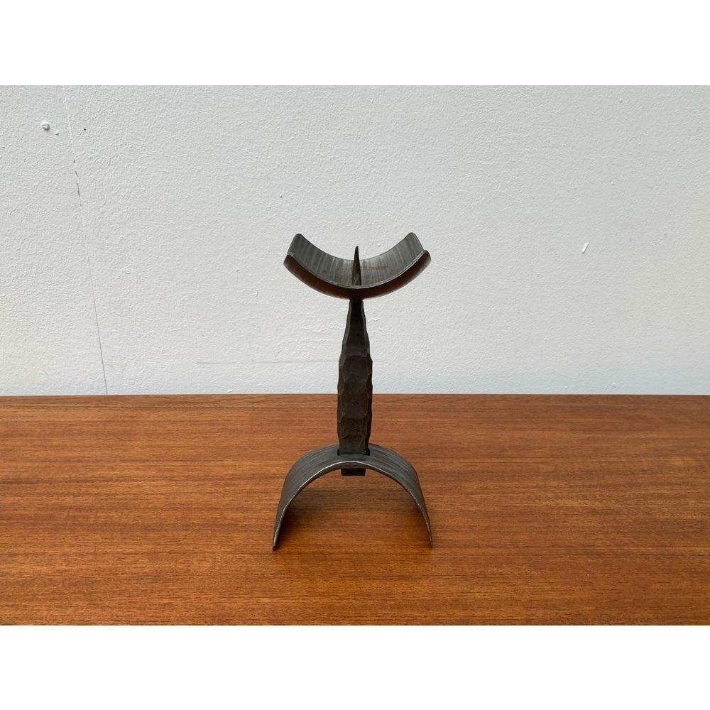 Mid-Century Brutalist Candleholder in Wrought Iron, 1960s For Sale 1