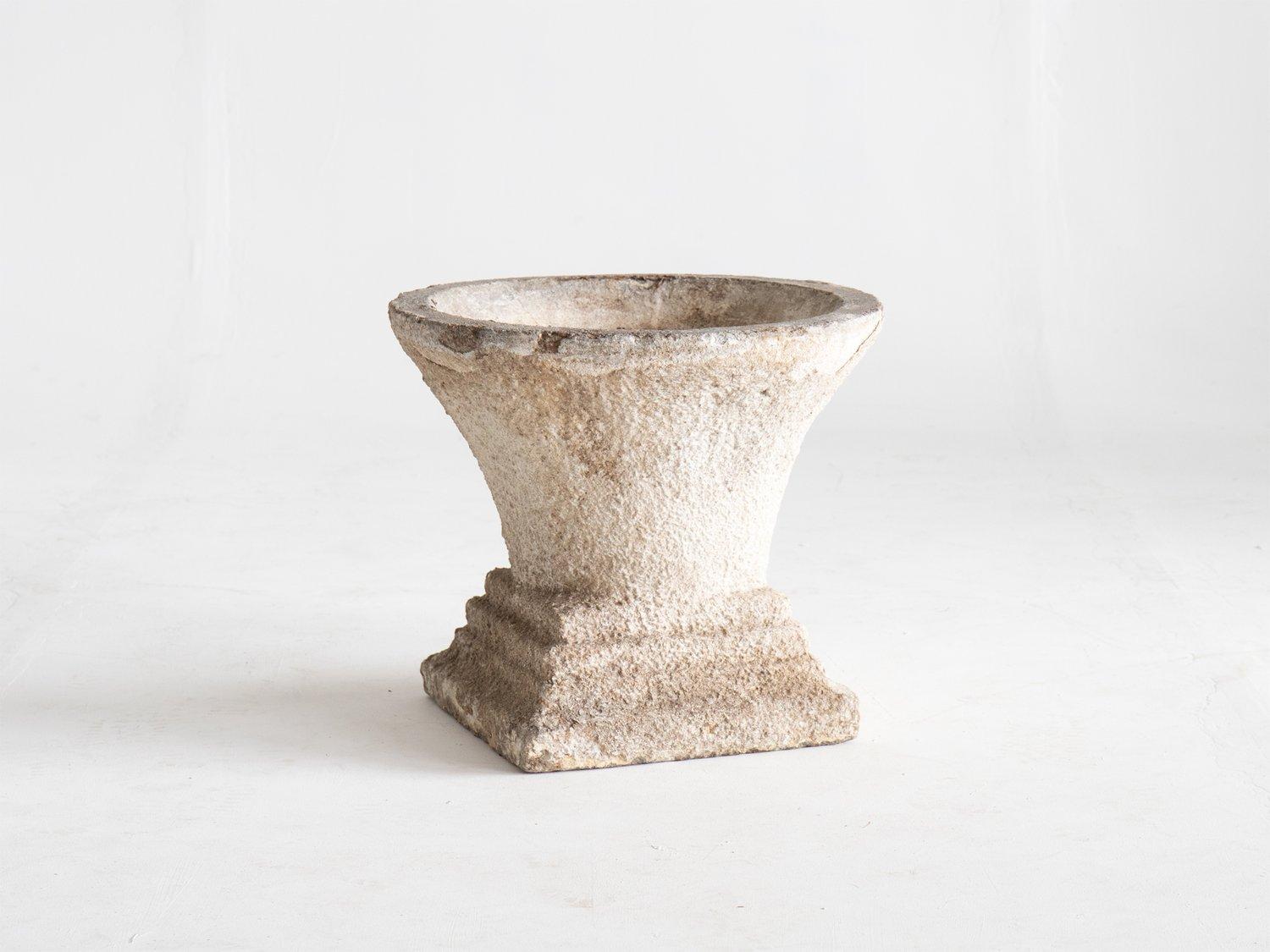 French Midcentury Brutalist Cast Concrete Garden House Planter with Weathered Patina For Sale