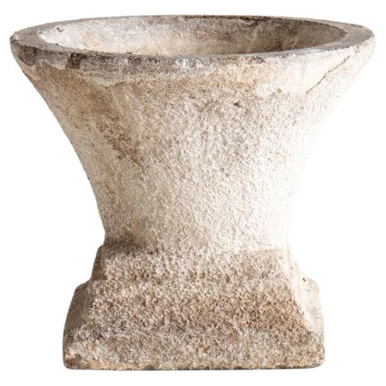 Mid Century Brutalist Cast Concrete Garden House Planter with Weathered