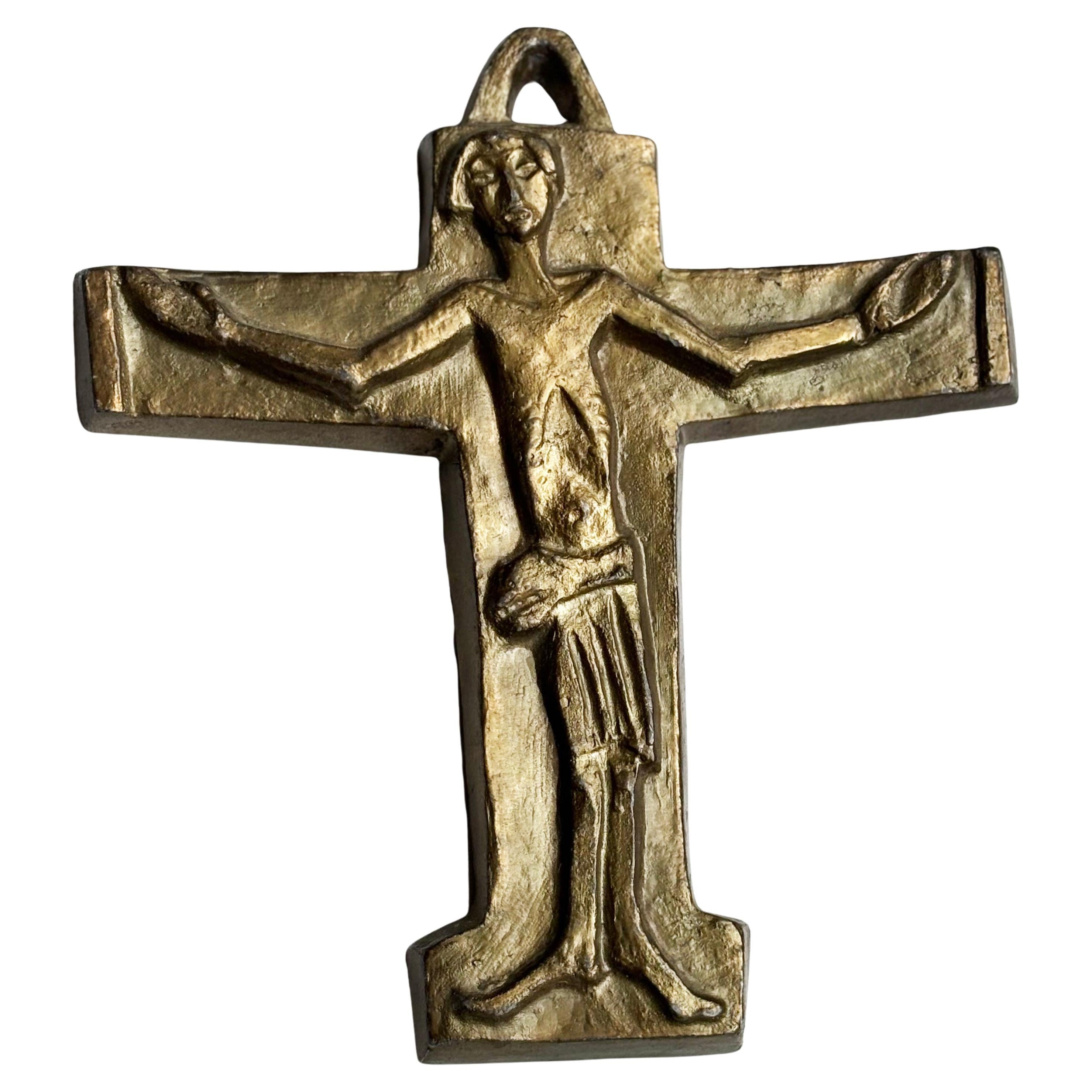 Mid Century Brutalist cast metal Crucifix No.2