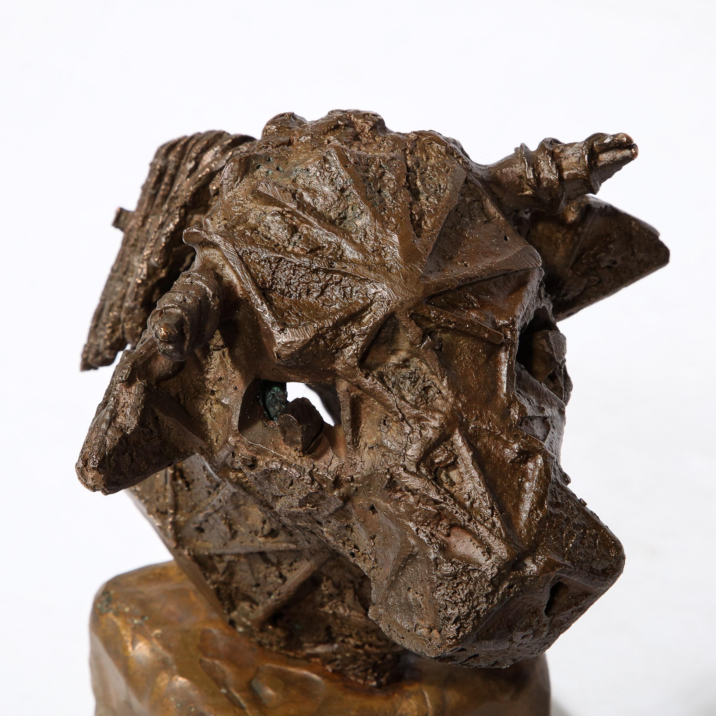 Mid Century Brutalist Caste Bronze Bull's Head Sculpture  signed Valdema Balutis For Sale 6