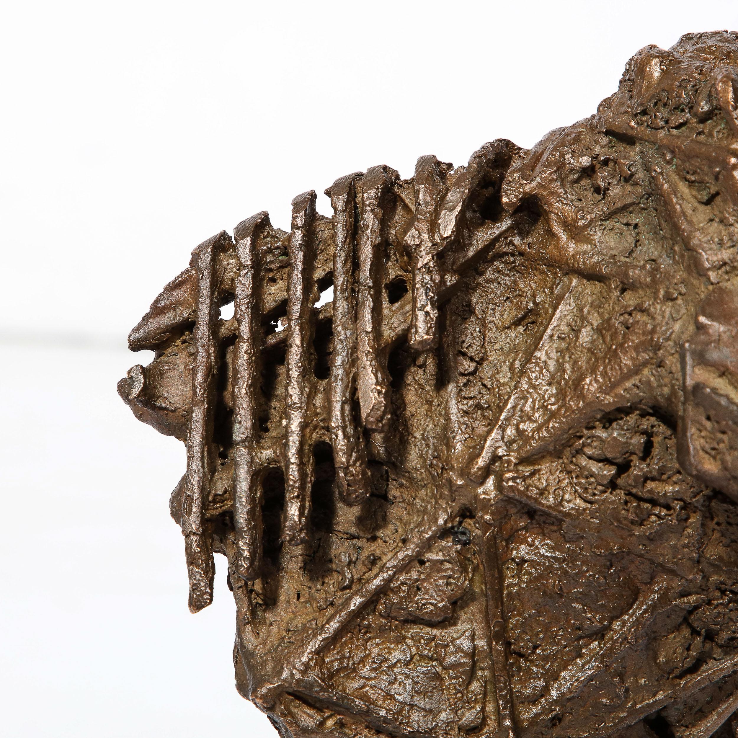 Mid Century Brutalist Caste Bronze Bull's Head Sculpture  signed Valdema Balutis For Sale 4