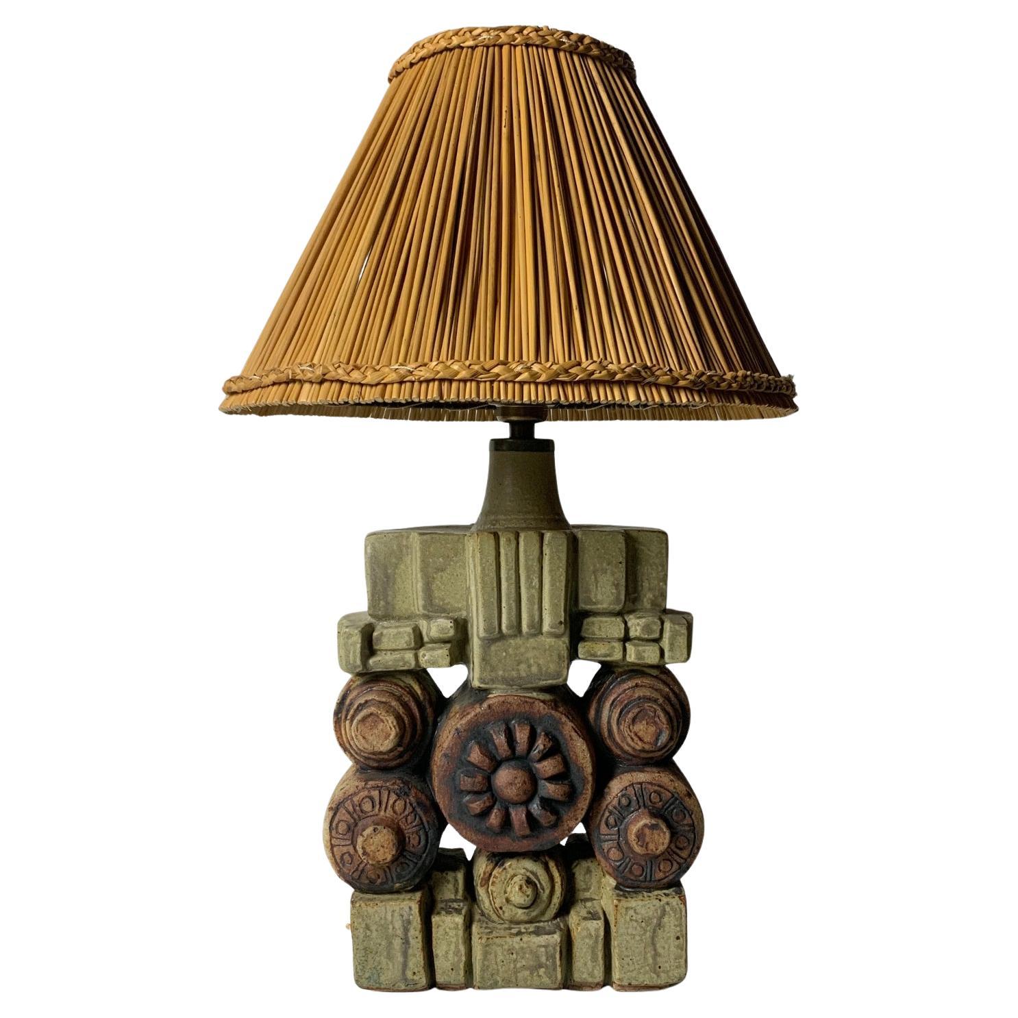 Mid century brutalist ceramic table lamp by Bernard Rooke, 1970s