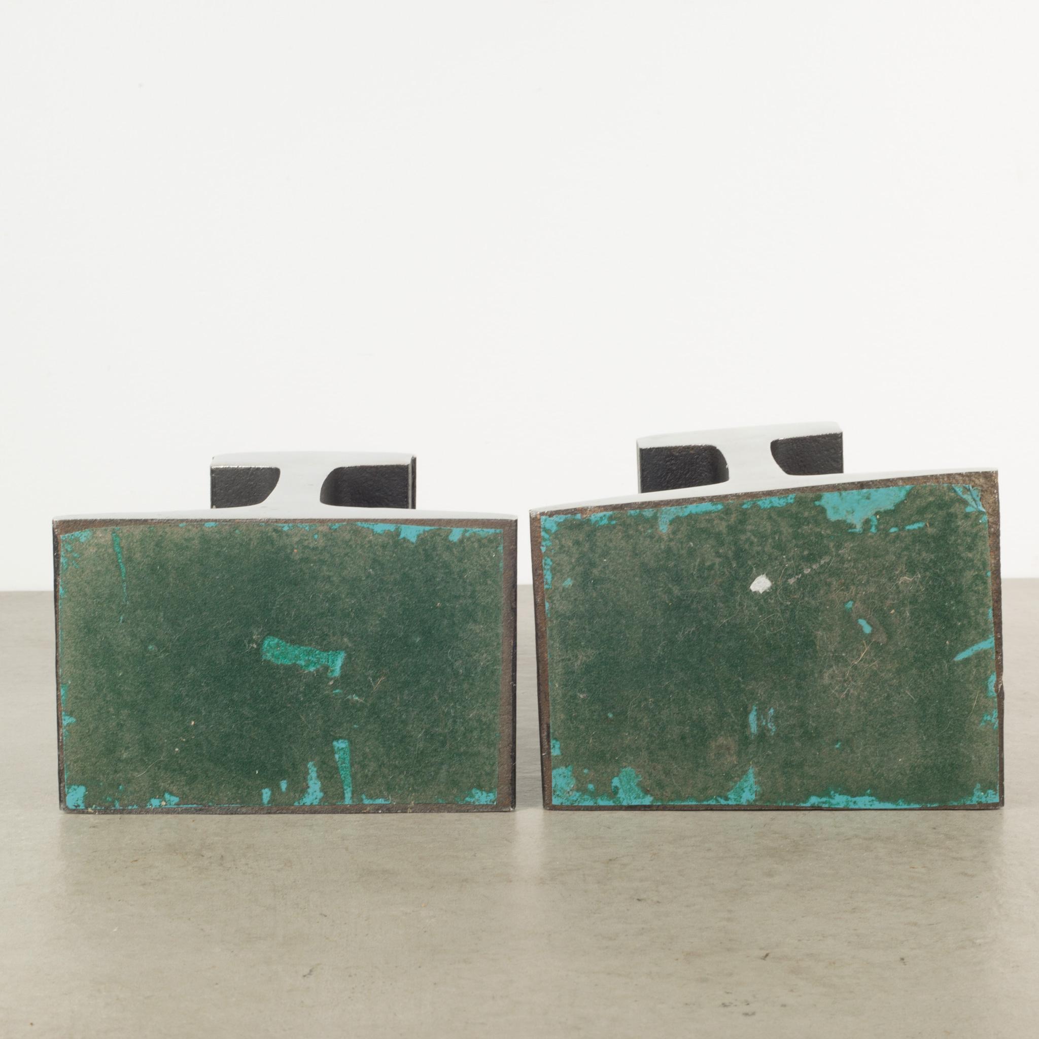 Mid-century Brutalist Chromed Steel Railroad Track Bookends c.1960 1