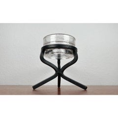 Chandelier danois brutaliste du milieu du siècle en fer forgé et verre, années 1960