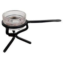 Mid-Century Brutalist Danish Candleholder in Wrought Iron and Glass, 1960s