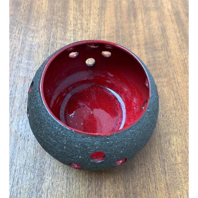 Mid-Century Brutalist Danish Ceramic Candleholder from Lehmann Pottery, 1960s In Excellent Condition For Sale In Hamburg, DE