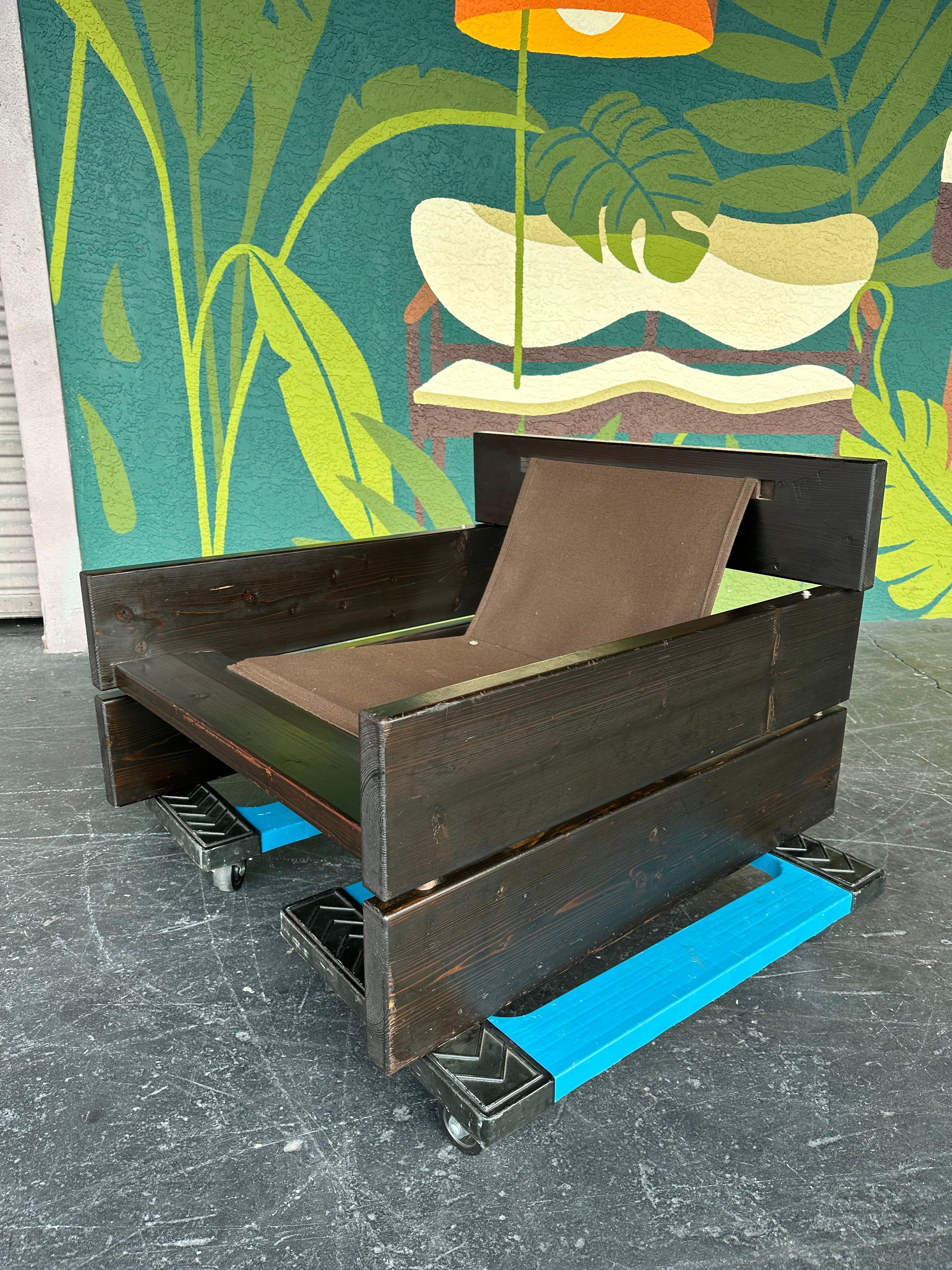 Mid Century Brutalist Danish Pine and Leather Lounge Chair For Sale 3