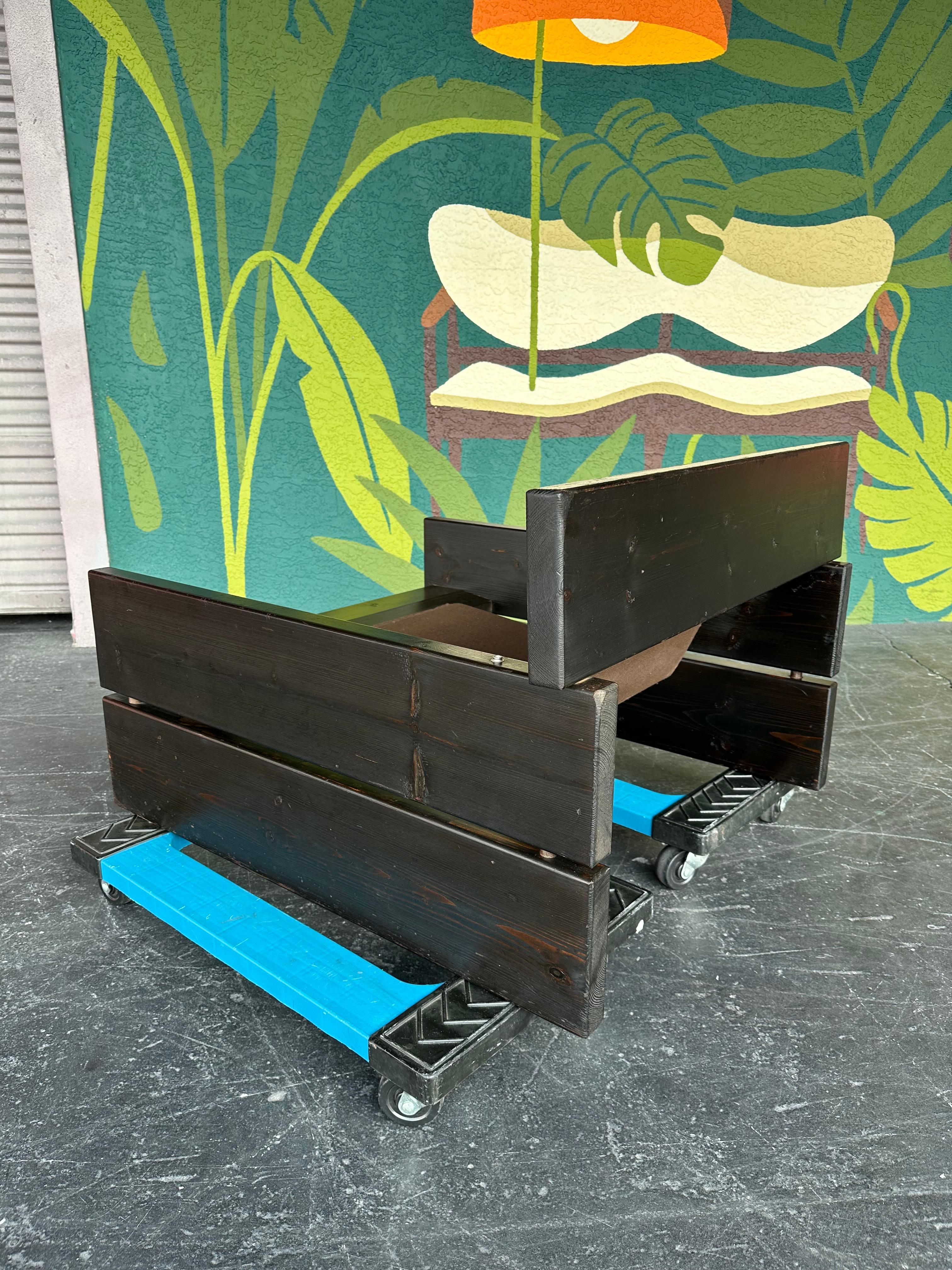 Mid Century Brutalist Danish Pine and Leather Lounge Chair For Sale 2