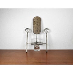 Mid-Century Brutalist Danish Pottery and Iron Wall Candleholder, 1960s