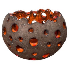 Mid-Century Brutalist Danish Pottery Candleholder atributed to Inge Hjorth, 1960