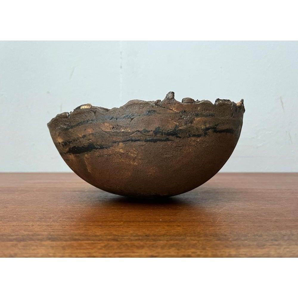 Mid-Century Brutalist Danish Studio Pottery Bowl Sculpture from Bjørn, 1960s For Sale 5