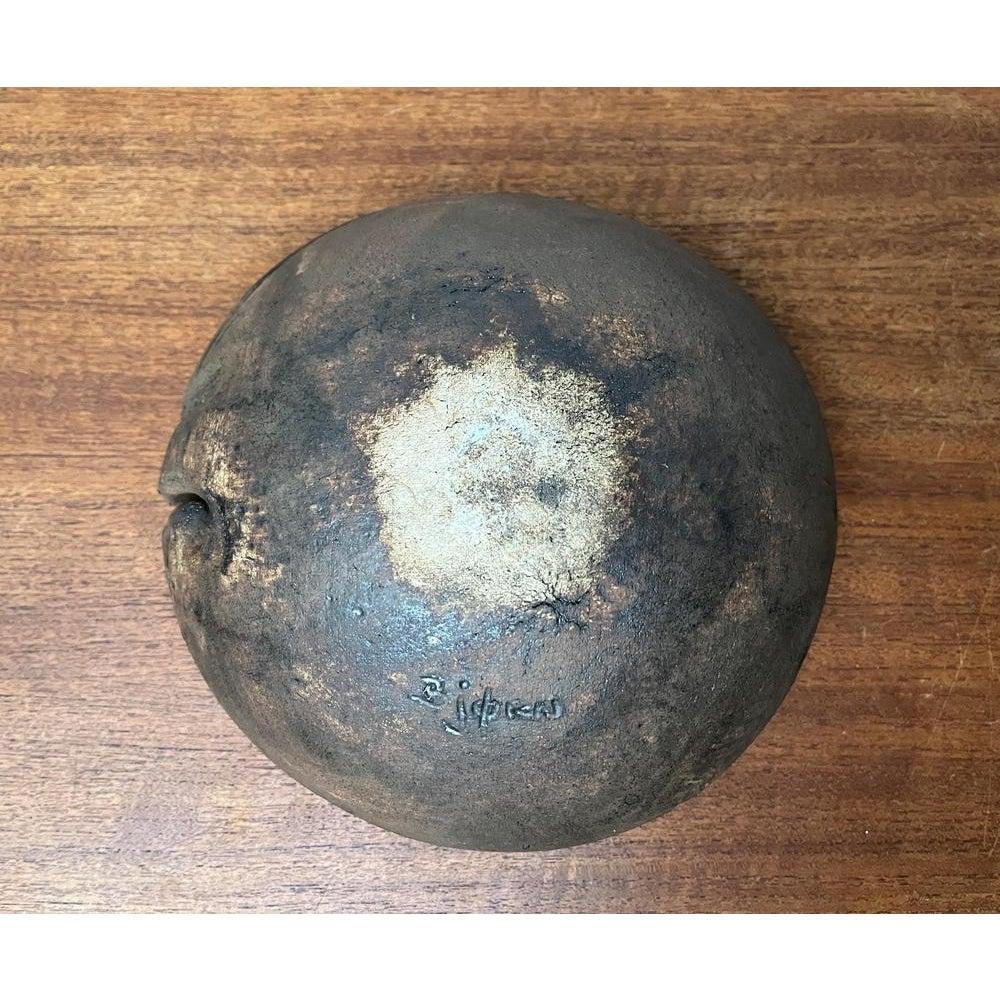 Mid-Century Brutalist Danish Studio Pottery Bowl Sculpture from Bjørn, 1960s For Sale 7