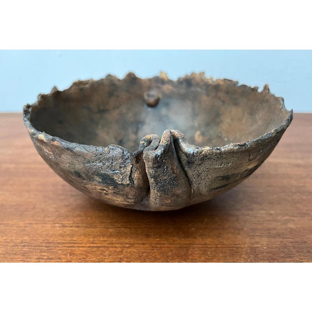 Mid-Century Brutalist Danish Studio Pottery Bowl Sculpture from Bjørn, 1960s For Sale 2