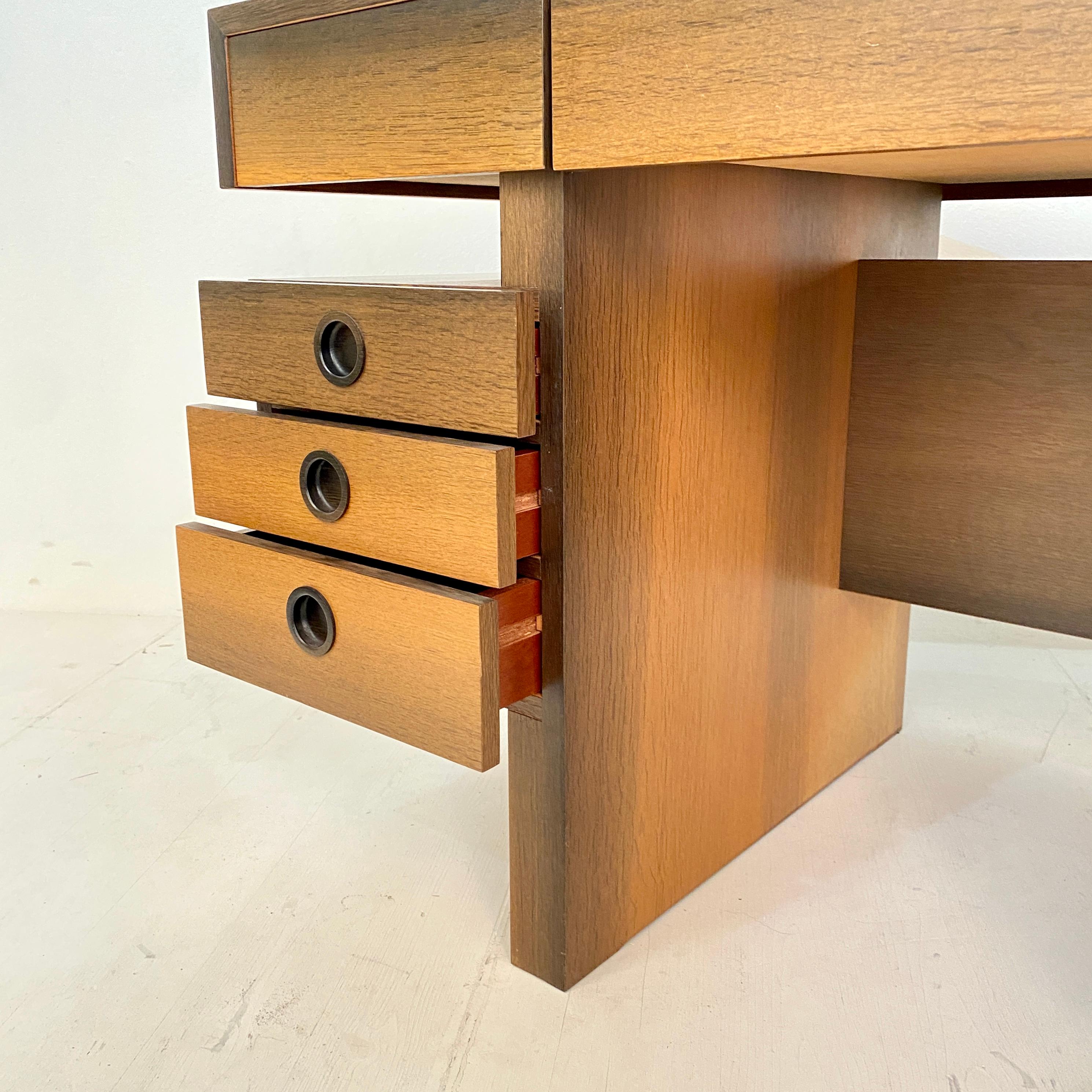 Mid Century Brutalist Desk in Bog Oak and Mahogany, around 1970s 5