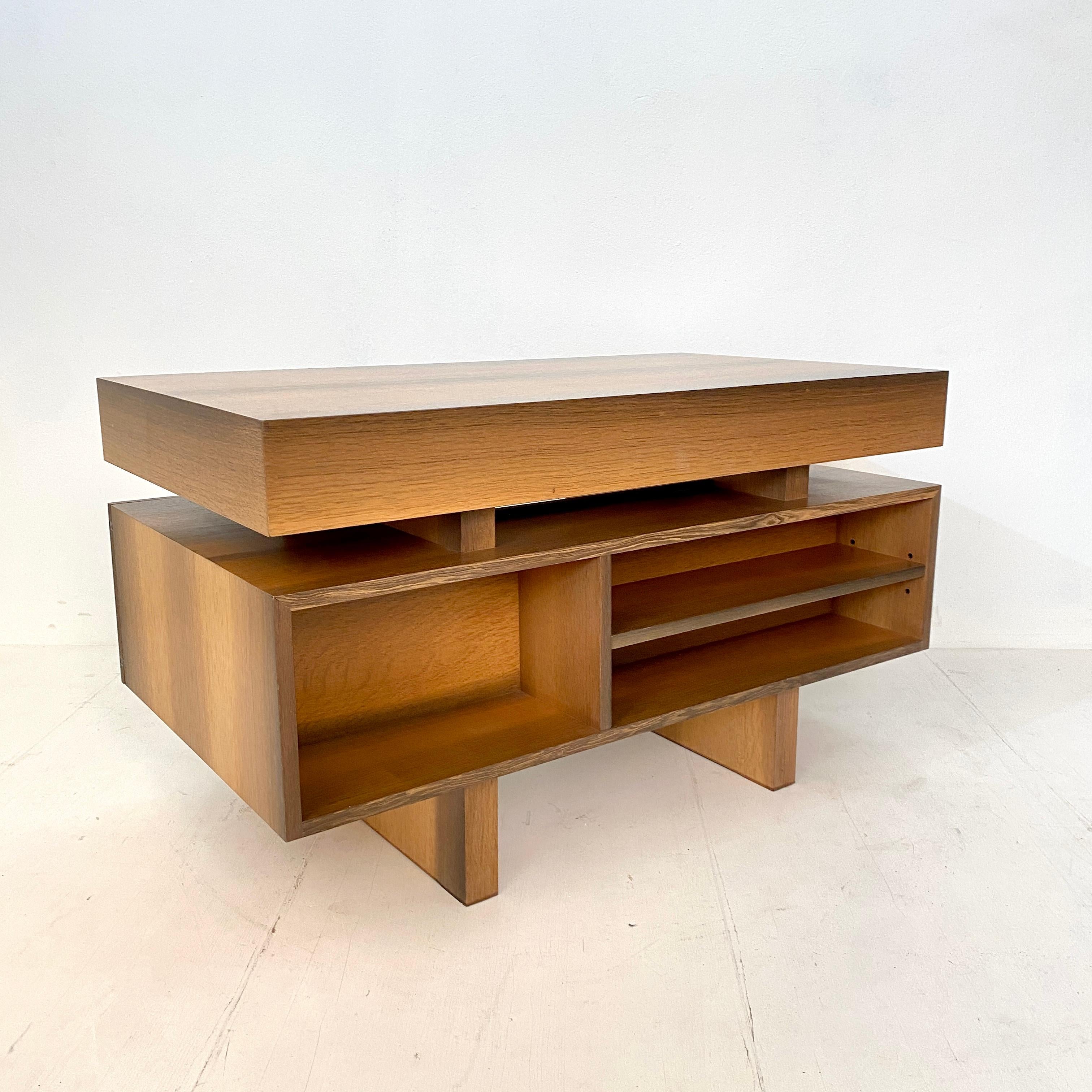Mid Century Brutalist Desk in Bog Oak and Mahogany, around 1970s 9