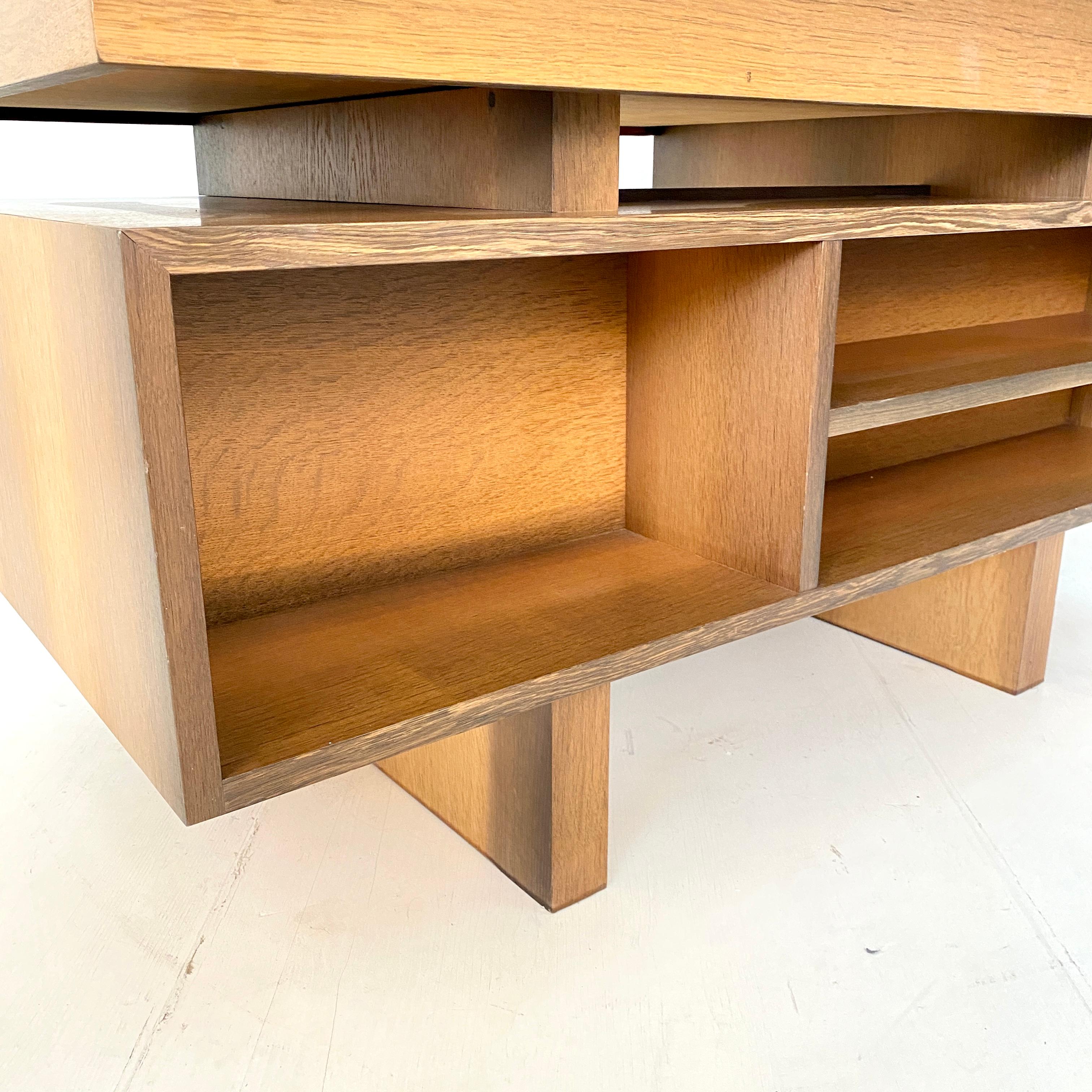 Mid Century Brutalist Desk in Bog Oak and Mahogany, around 1970s 10