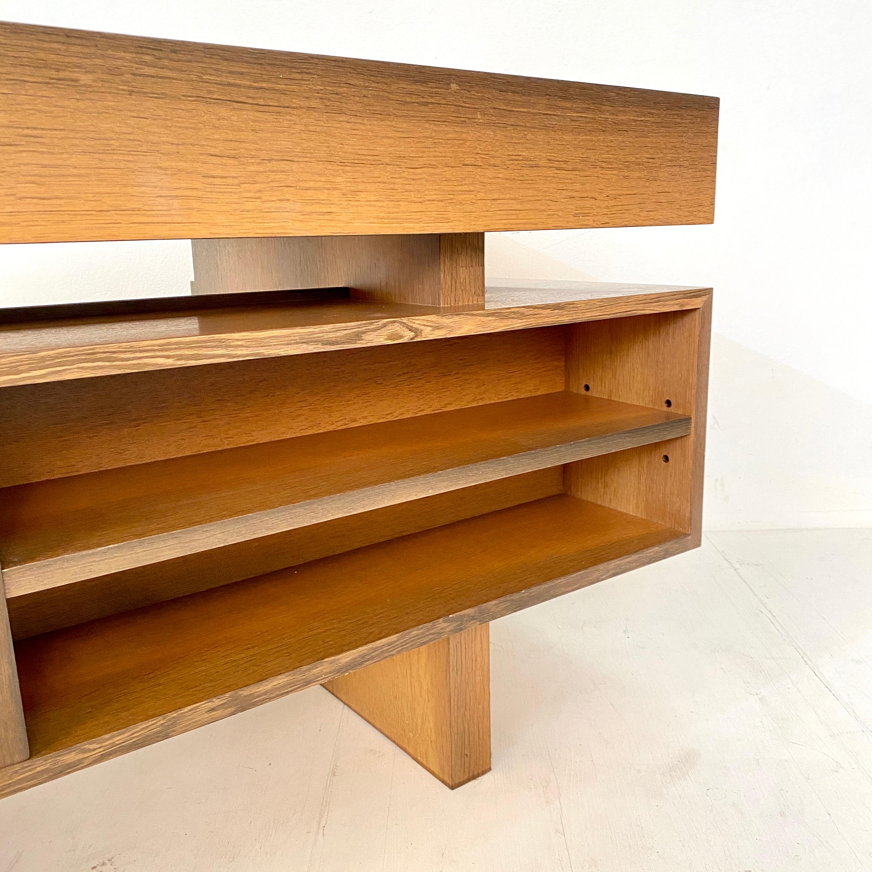 Mid Century Brutalist Desk in Bog Oak and Mahogany, around 1970s 11