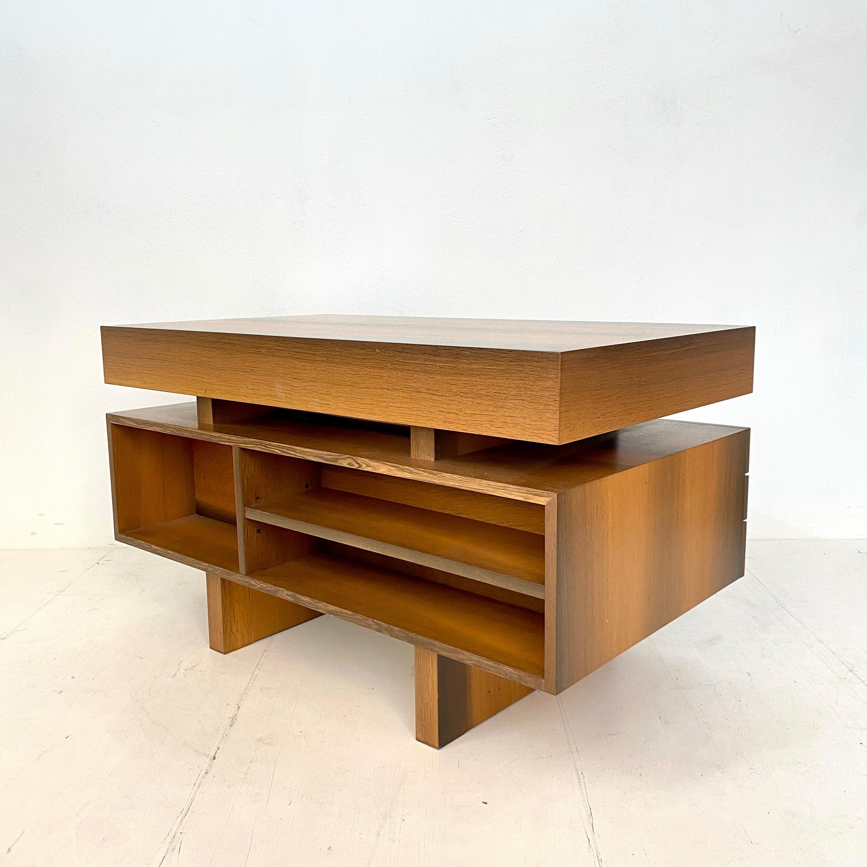 Mid Century Brutalist Desk in Bog Oak and Mahogany, around 1970s 12