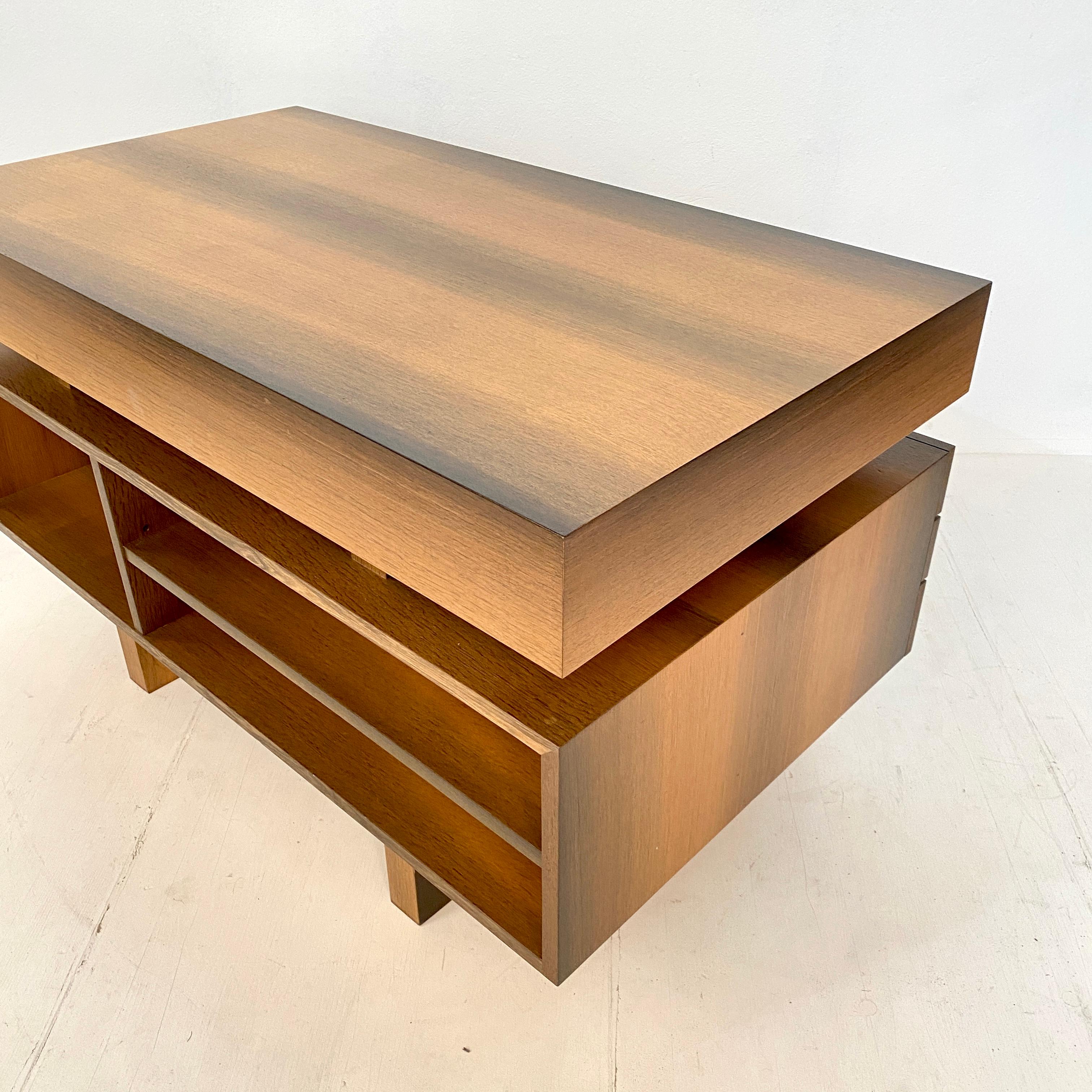 Mid Century Brutalist Desk in Bog Oak and Mahogany, around 1970s 13