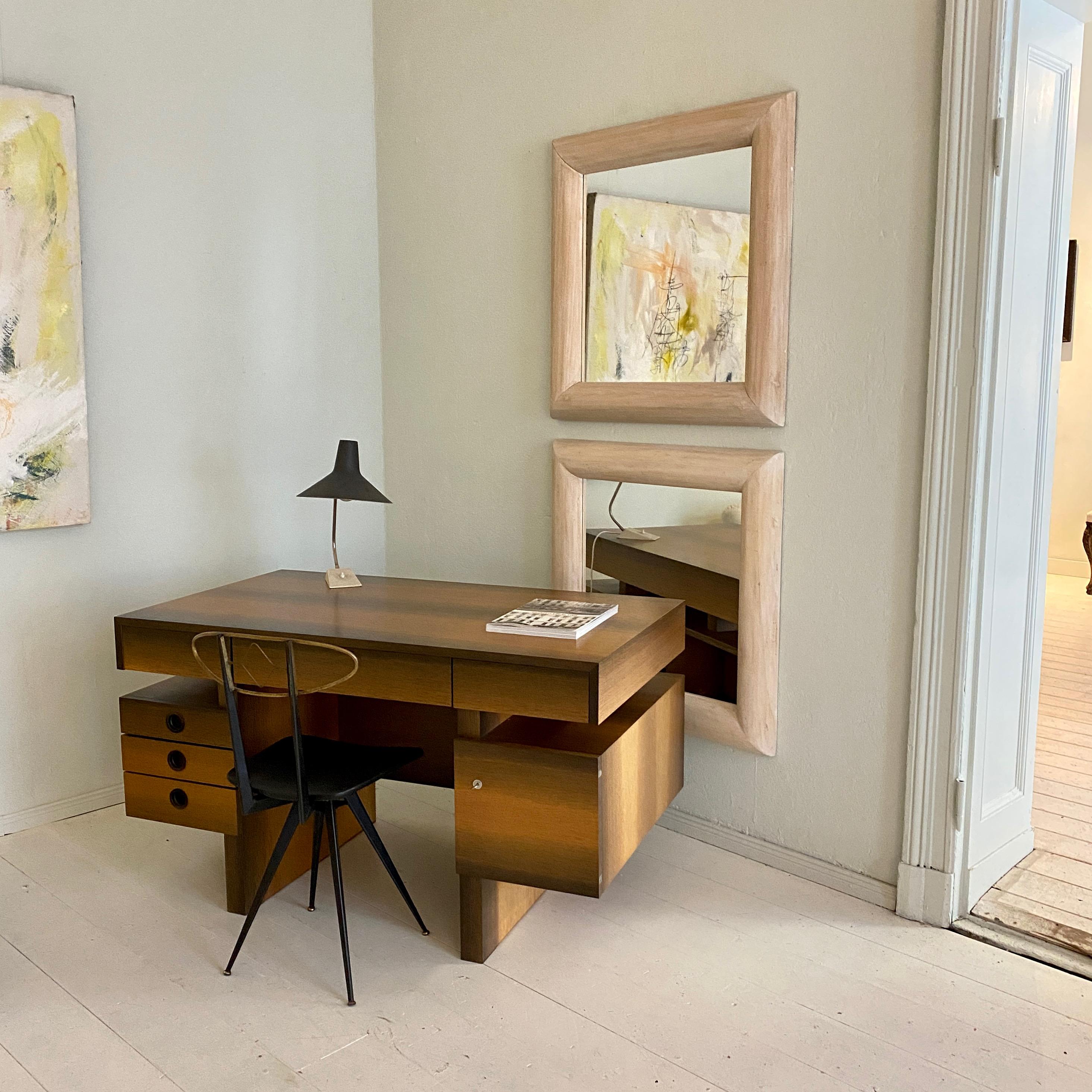 German Mid Century Brutalist Desk in Bog Oak and Mahogany, around 1970s