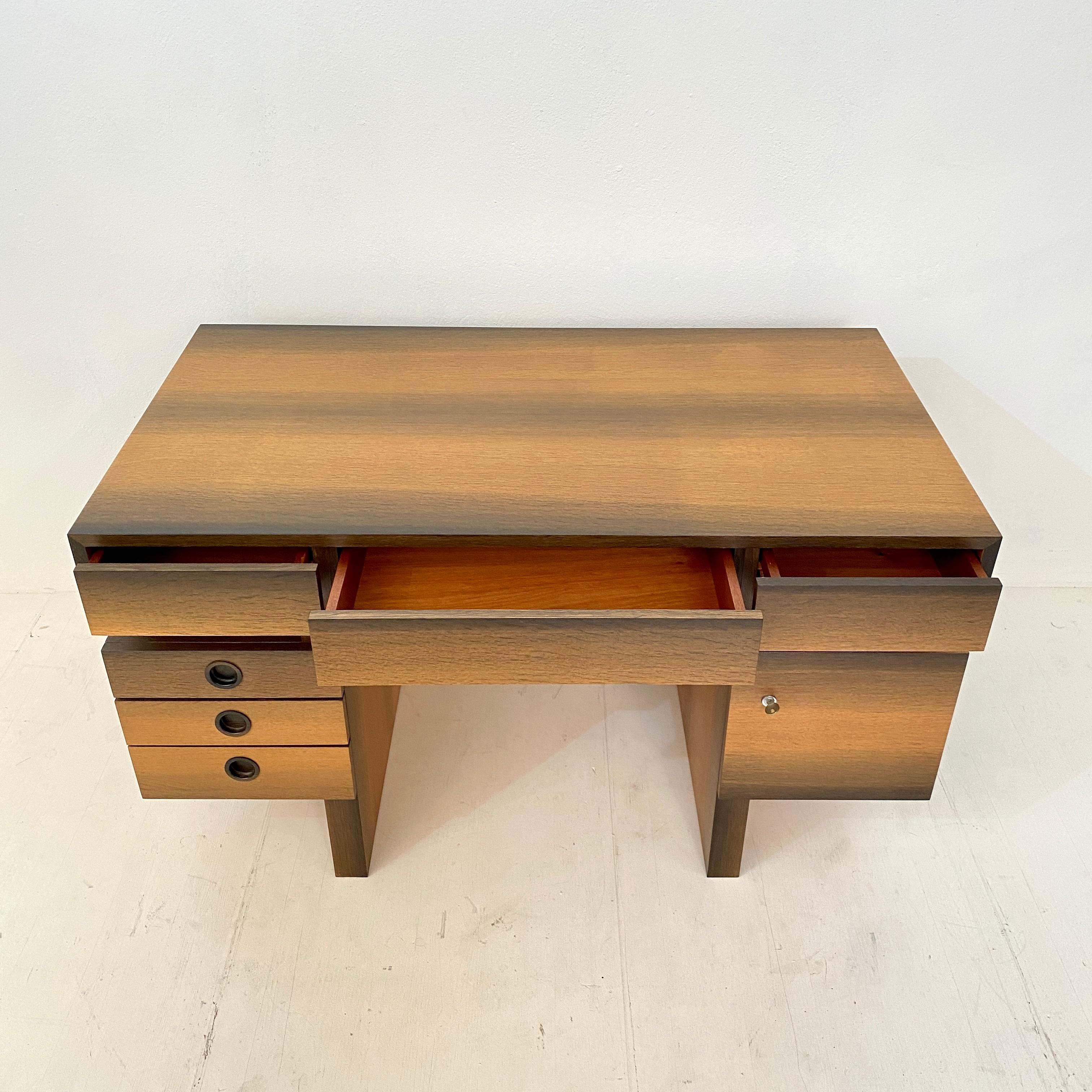 Mid Century Brutalist Desk in Bog Oak and Mahogany, around 1970s 1
