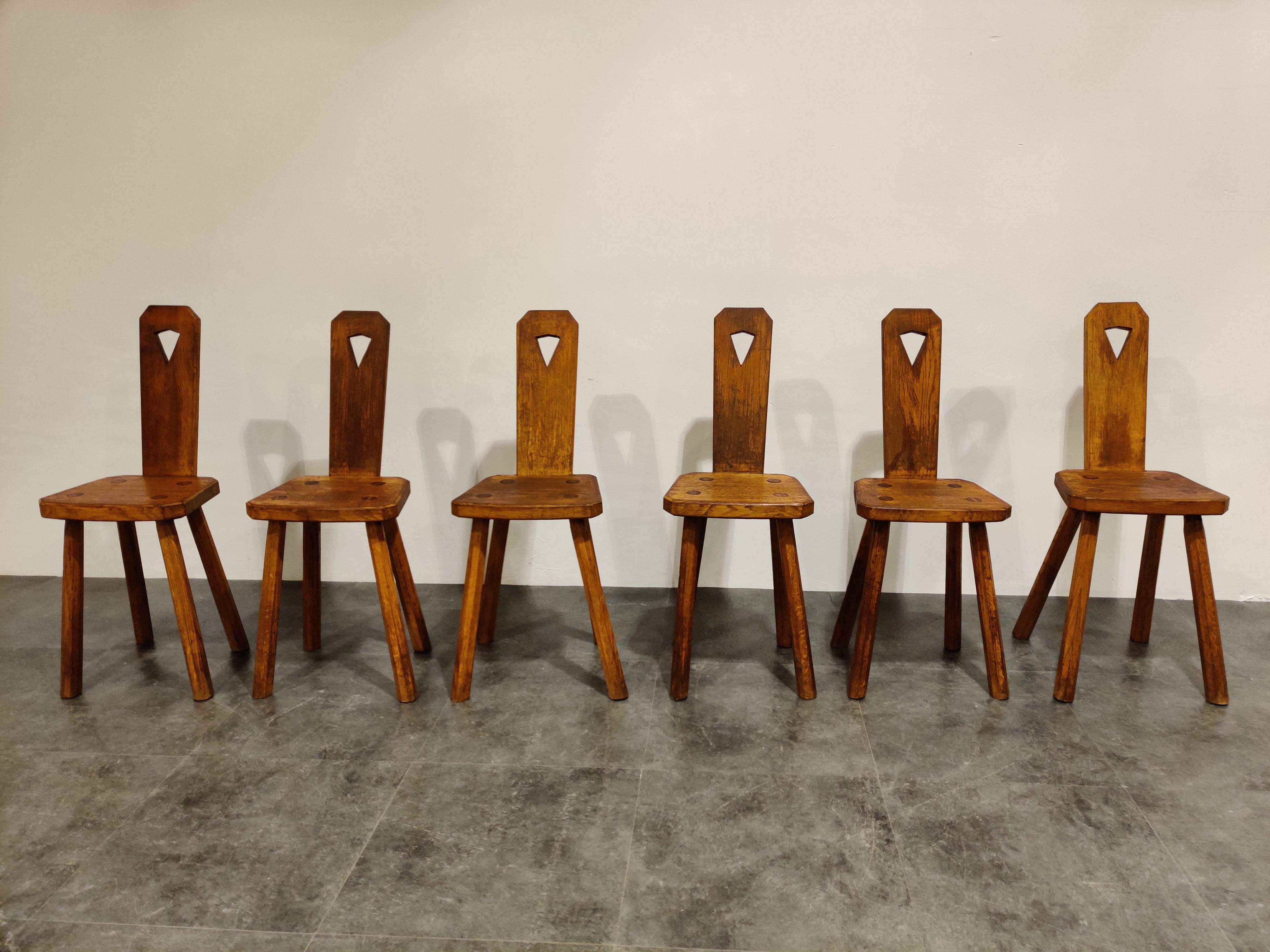 Belgian Midcentury Brutalist Dining Chairs, 1950s