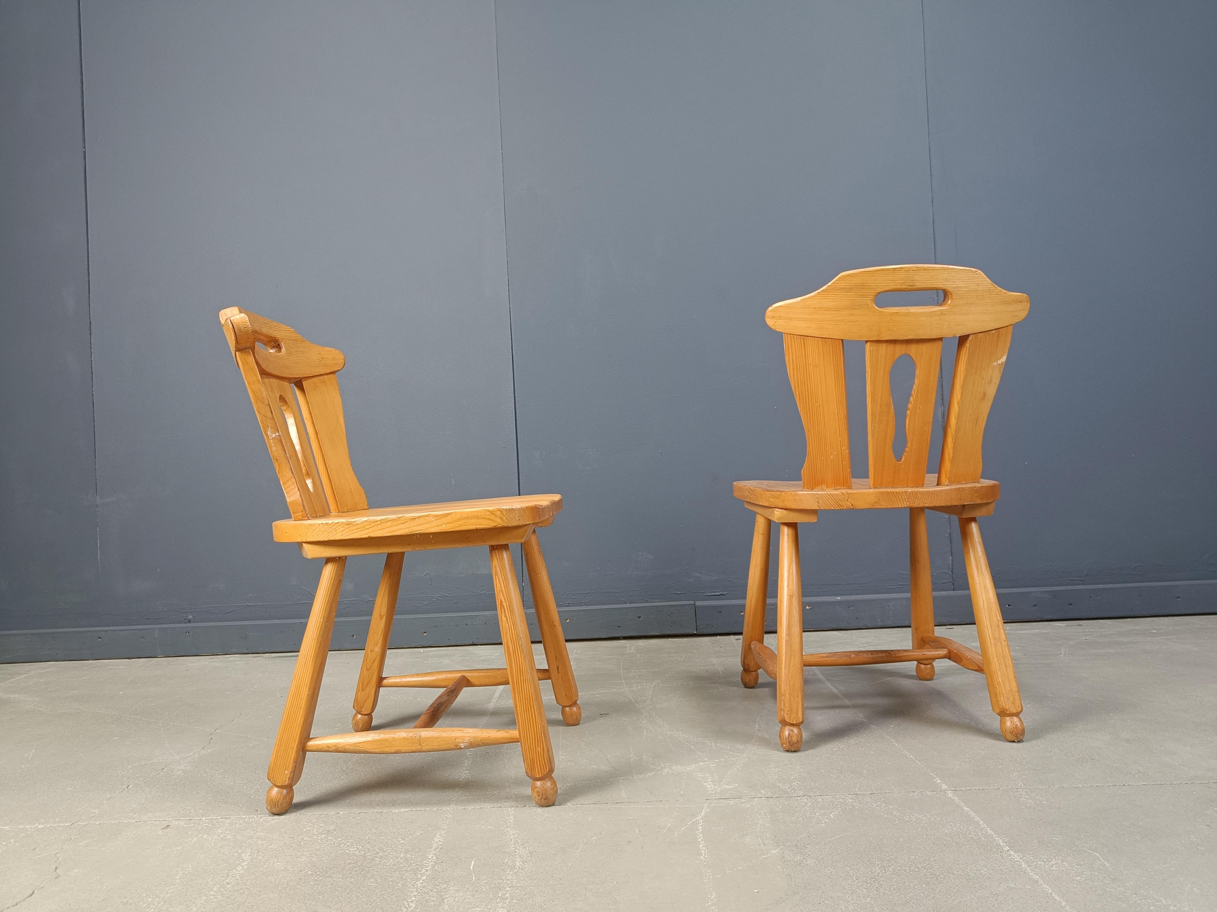 Rustique Chaises de salle à manger brutalistes du milieu du siècle, 1960, ensemble de 4 en vente