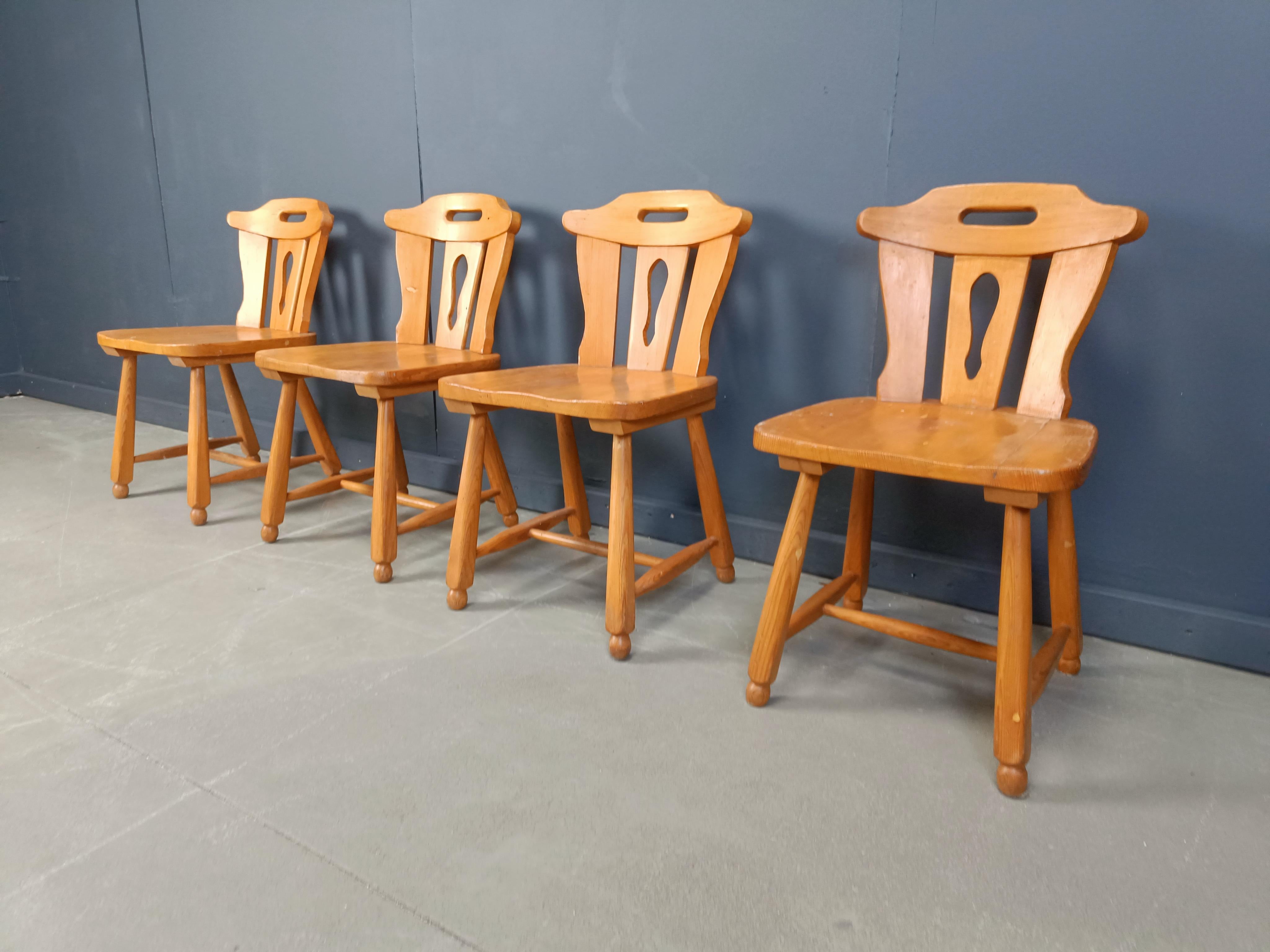 Chaises de salle à manger brutalistes du milieu du siècle, 1960, ensemble de 4 en vente 1