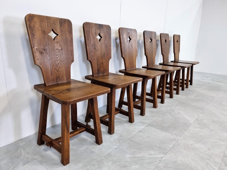 Swedish Mid Century Brutalist Dining Chairs, 1960s, Set of 6