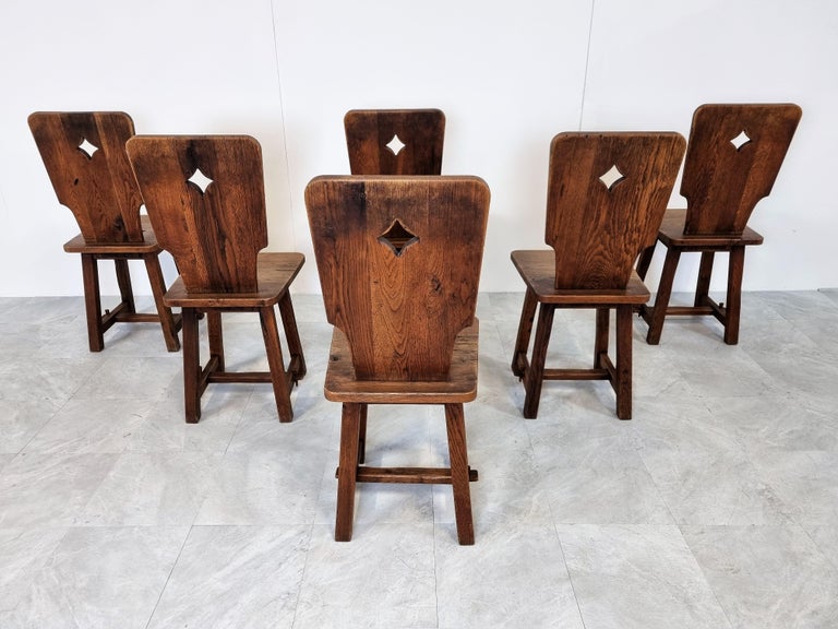 Mid Century Brutalist Dining Chairs, 1960s, Set of 6 In Good Condition In Ottenburg, BE